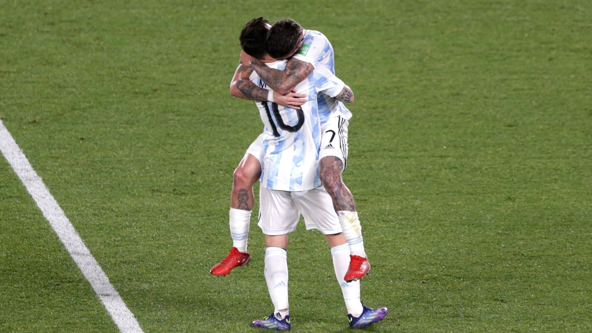 Lionel Messi Rodrigo De Paul Argentina Uruguay Eliminatorias 10102021