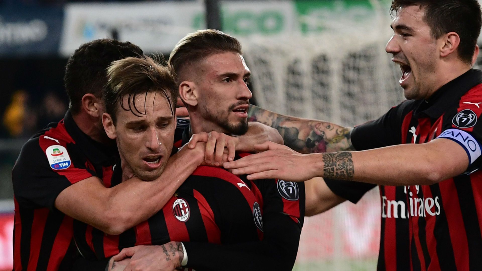 Biglia celebrating Chievo Milan Serie A