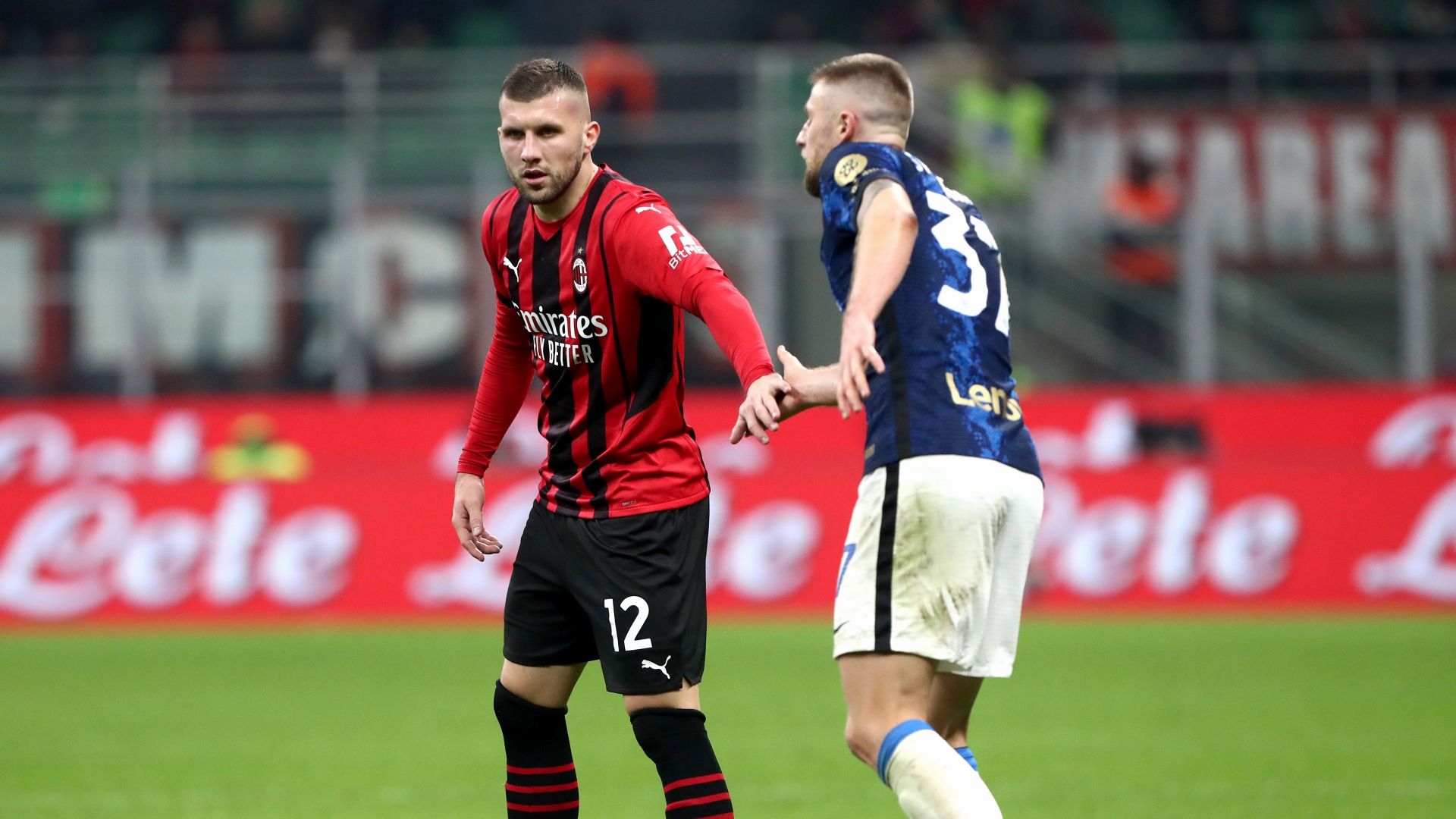 AC Milan Anter Rebic & Milan Skriniar Inter Milan
