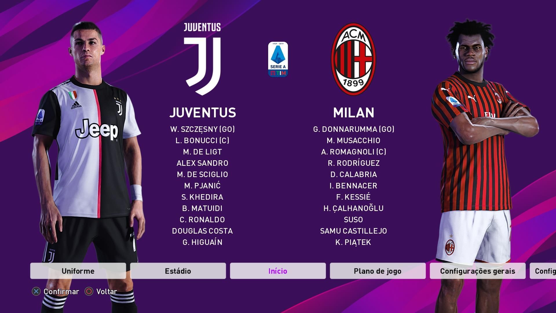 menu PES 2020