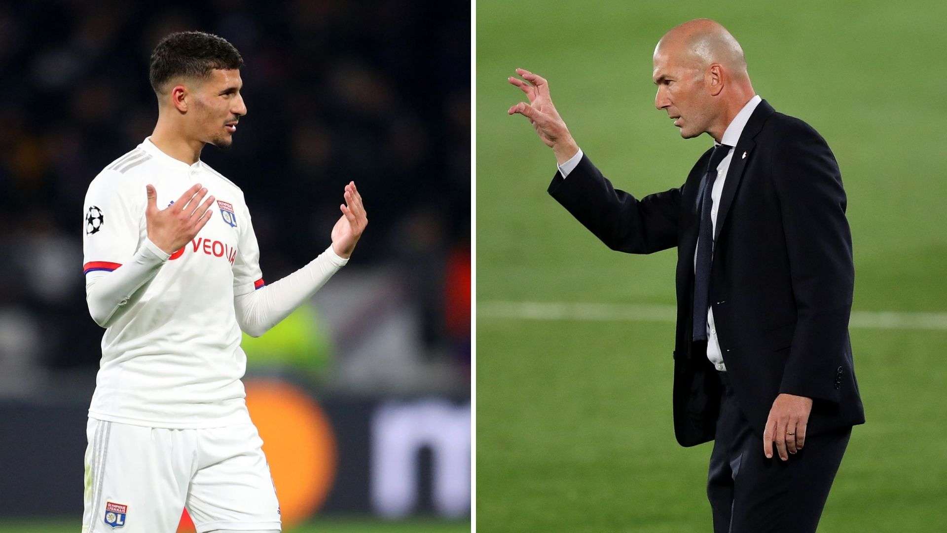 Aouar y Zidane (Olympique Lyon y Real Madrid)