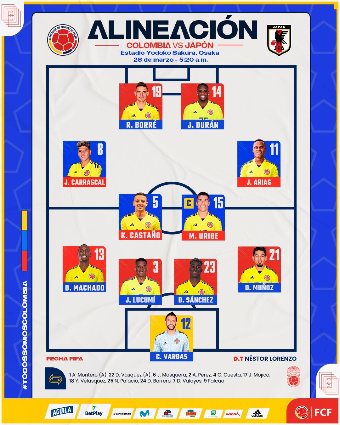 Nómina Colombia Japón Amistoso 2023