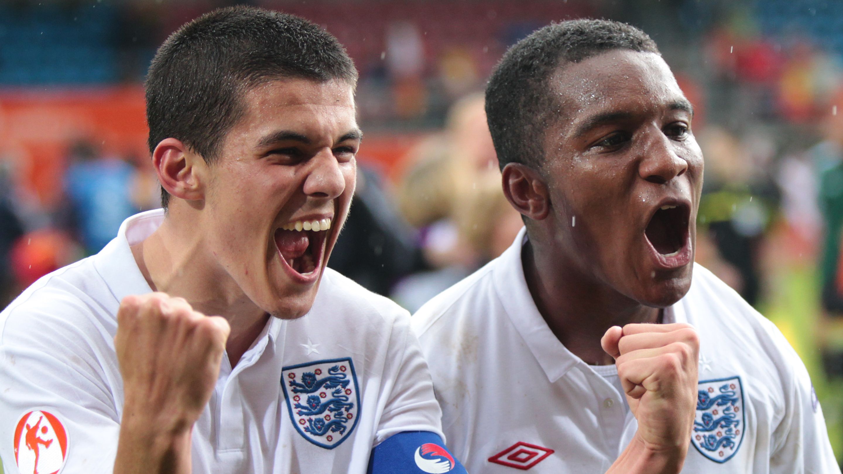 England's captain Conor Coady (L) and te