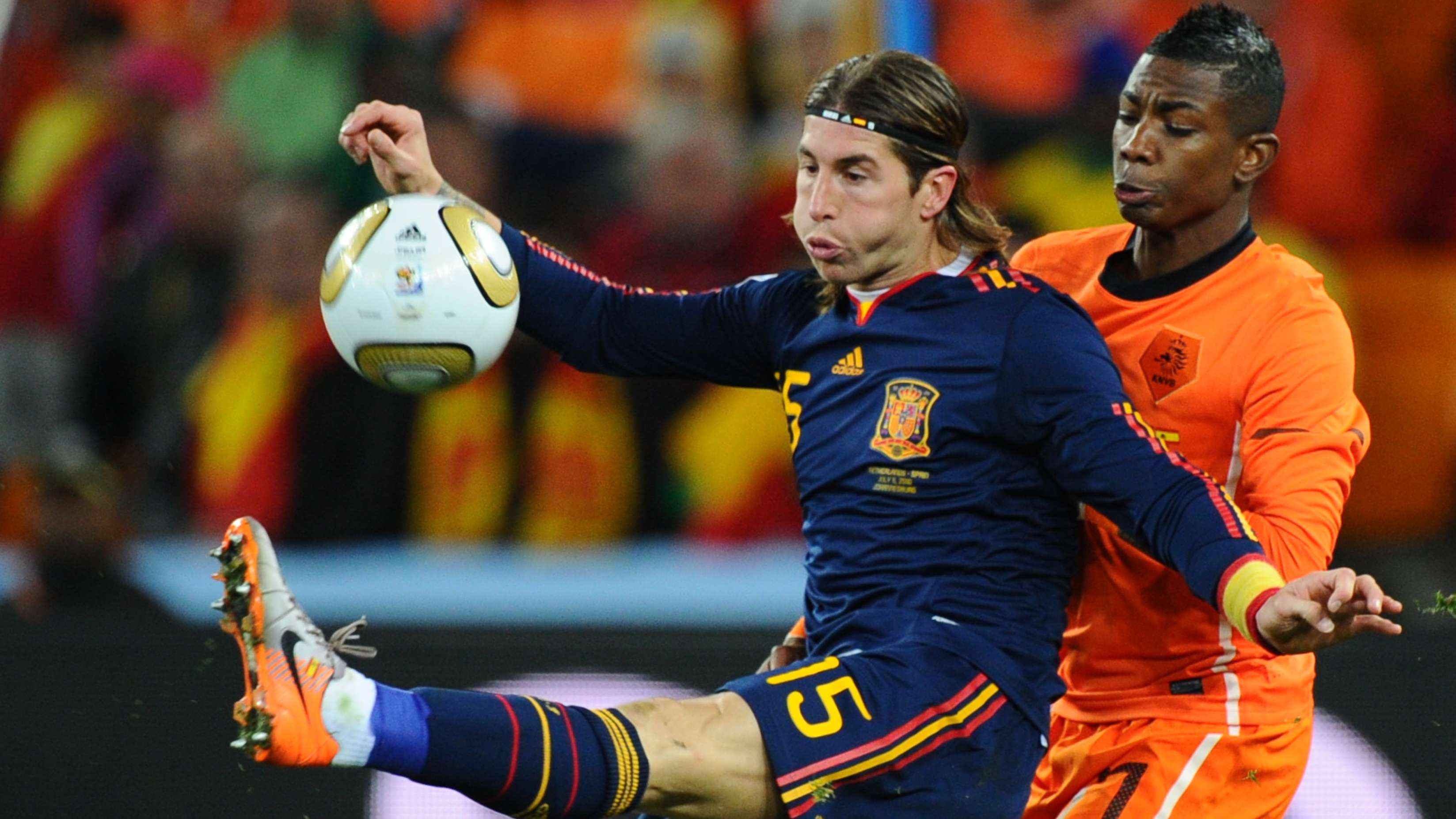 Spain's defender Sergio Ramos (L) contro