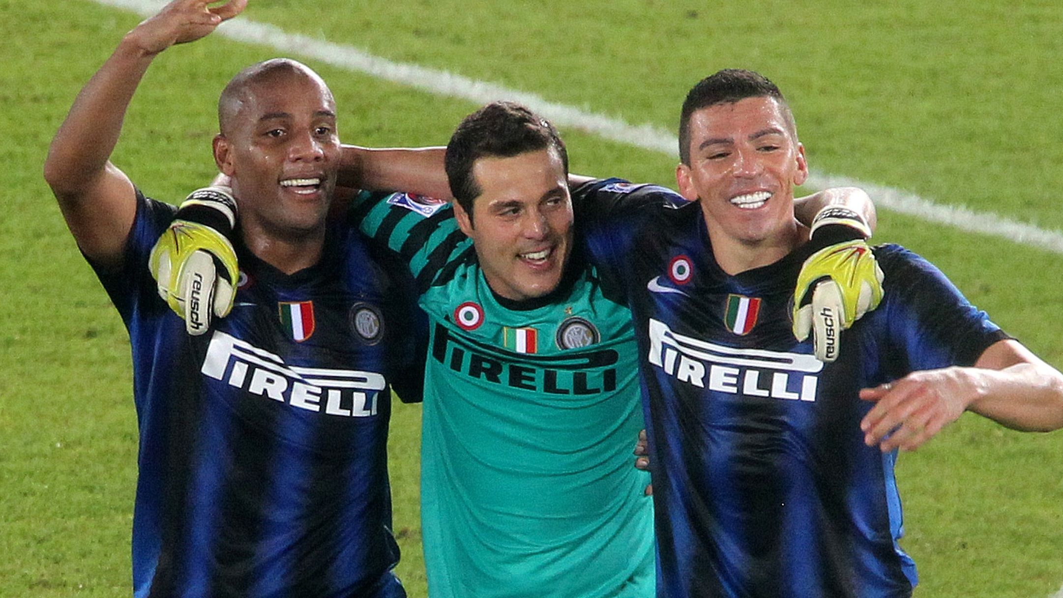 Inter Milan's Brazilian players Maicon,