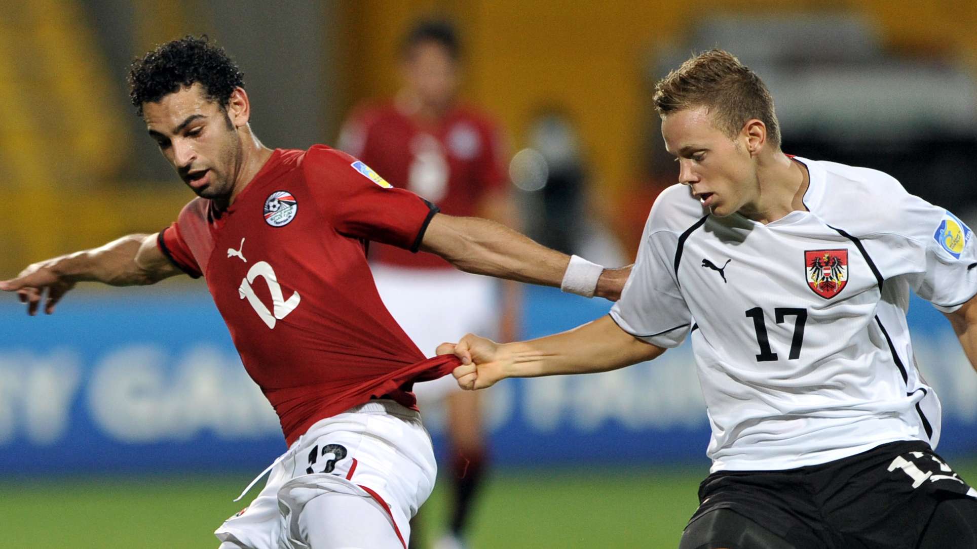 Egypt's player Mohamed Salah and Austria