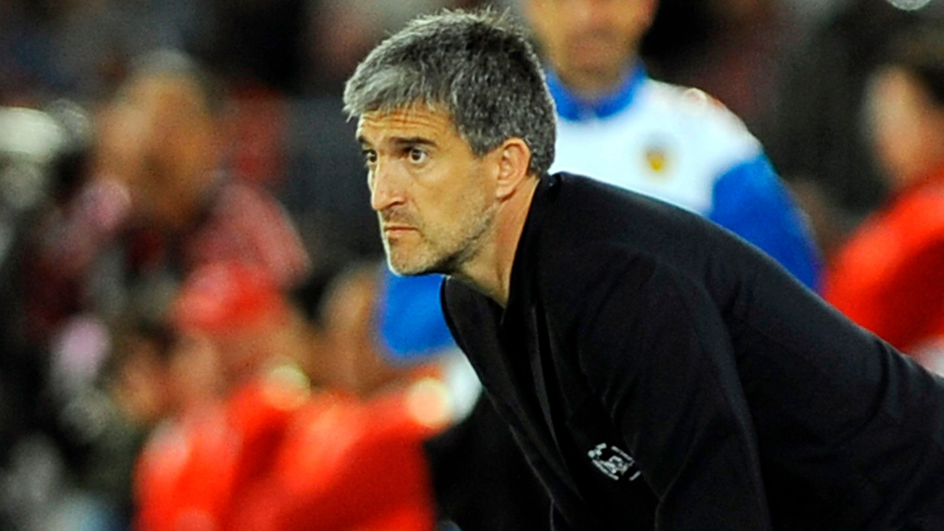 Almeria's coach Roberto Olabe gestures d