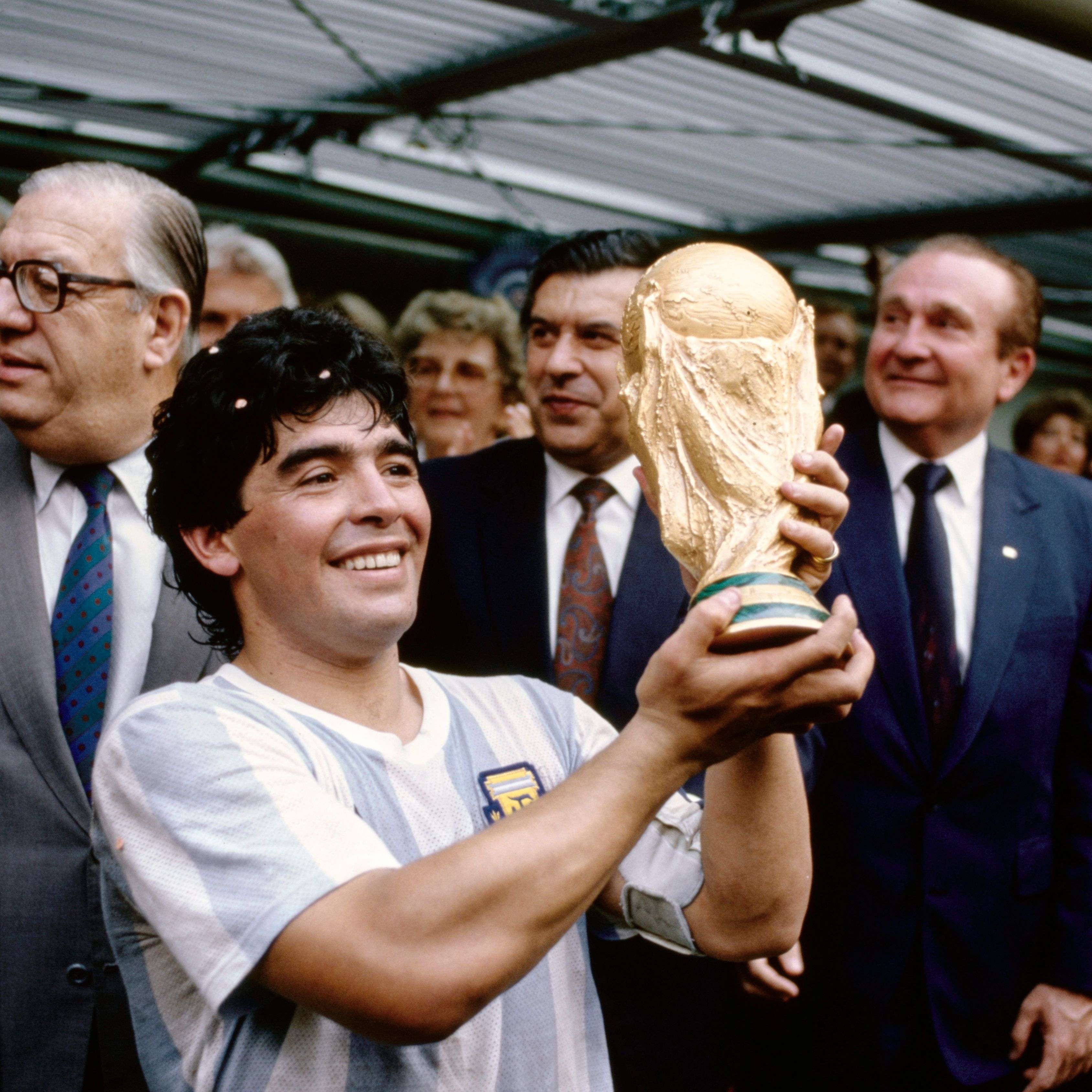 Argentina Captain Diego Maradona with Trophy 1986 FIFA World Cup Final