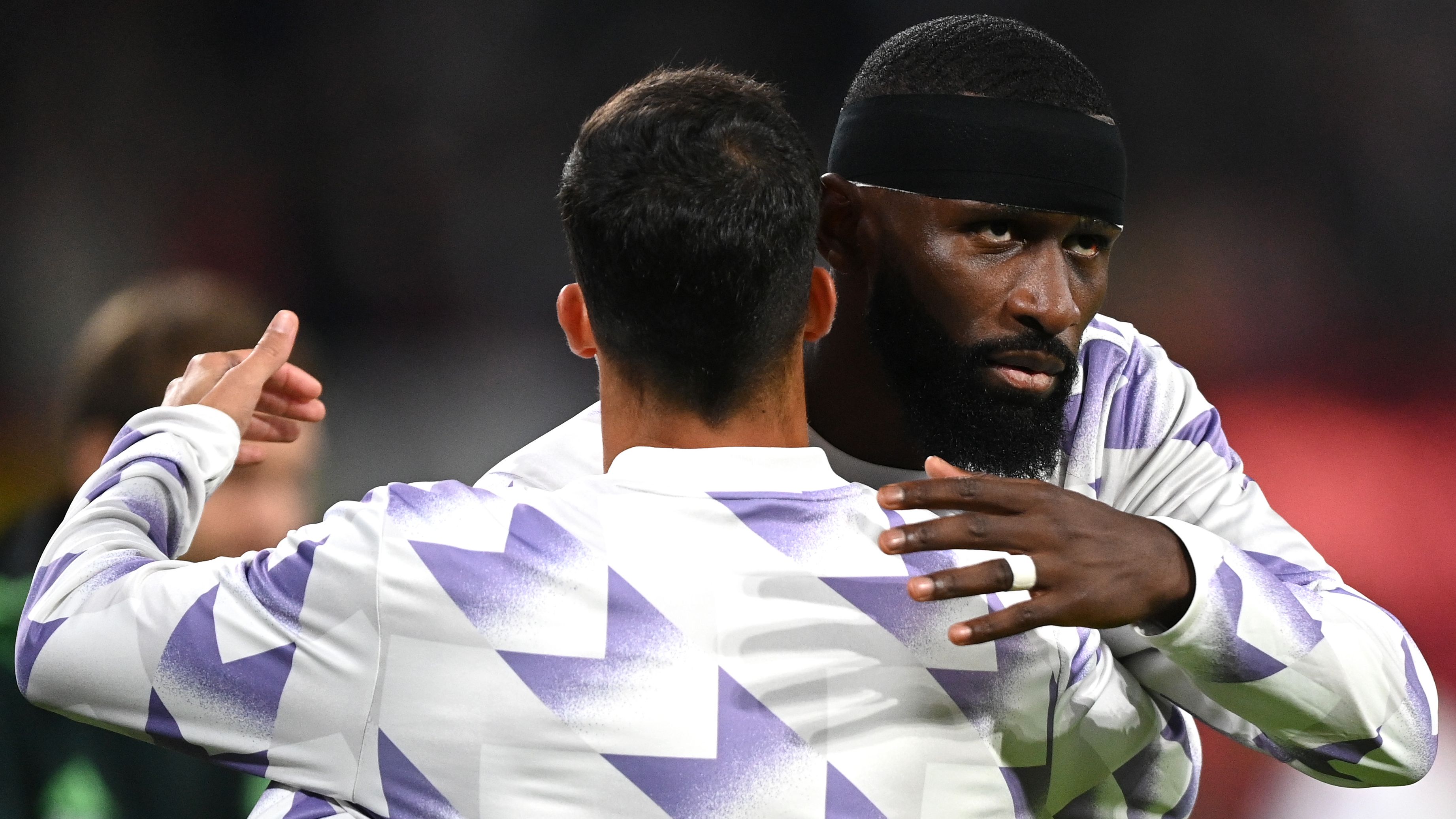 Antonio Rudiger and Lucas Vazquez of Real Madrid