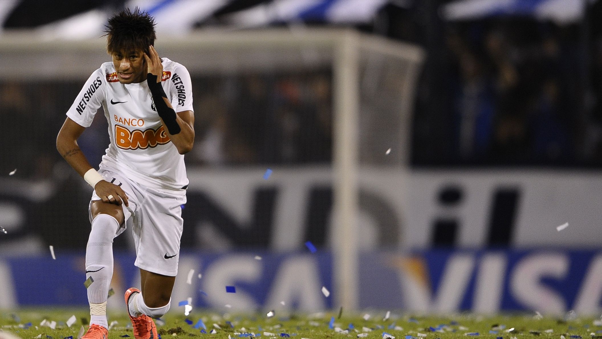 Brazilian Santos forward Neymar gestures