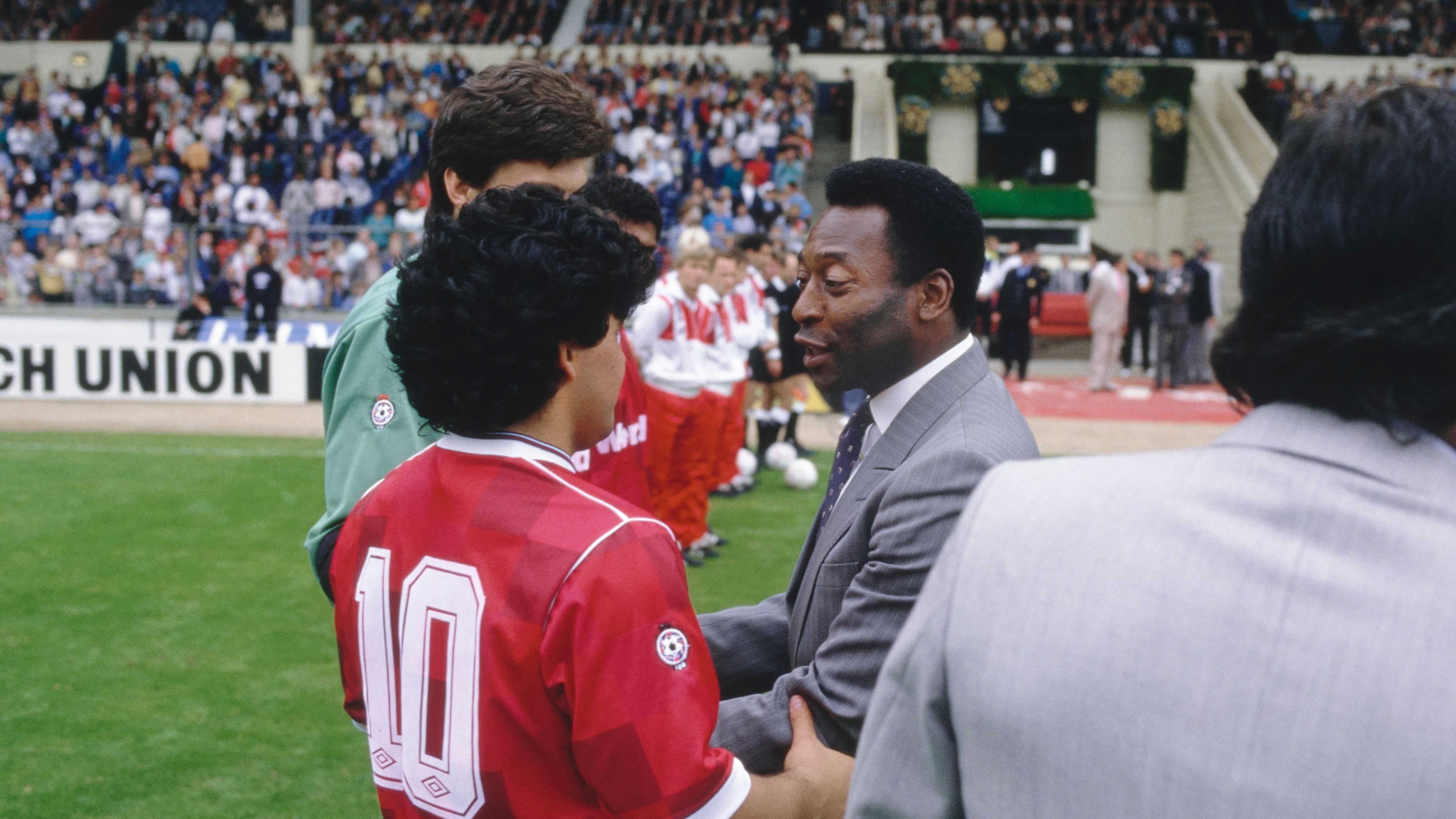 Diego Maradona meets Pele Wembley Stadium 1987