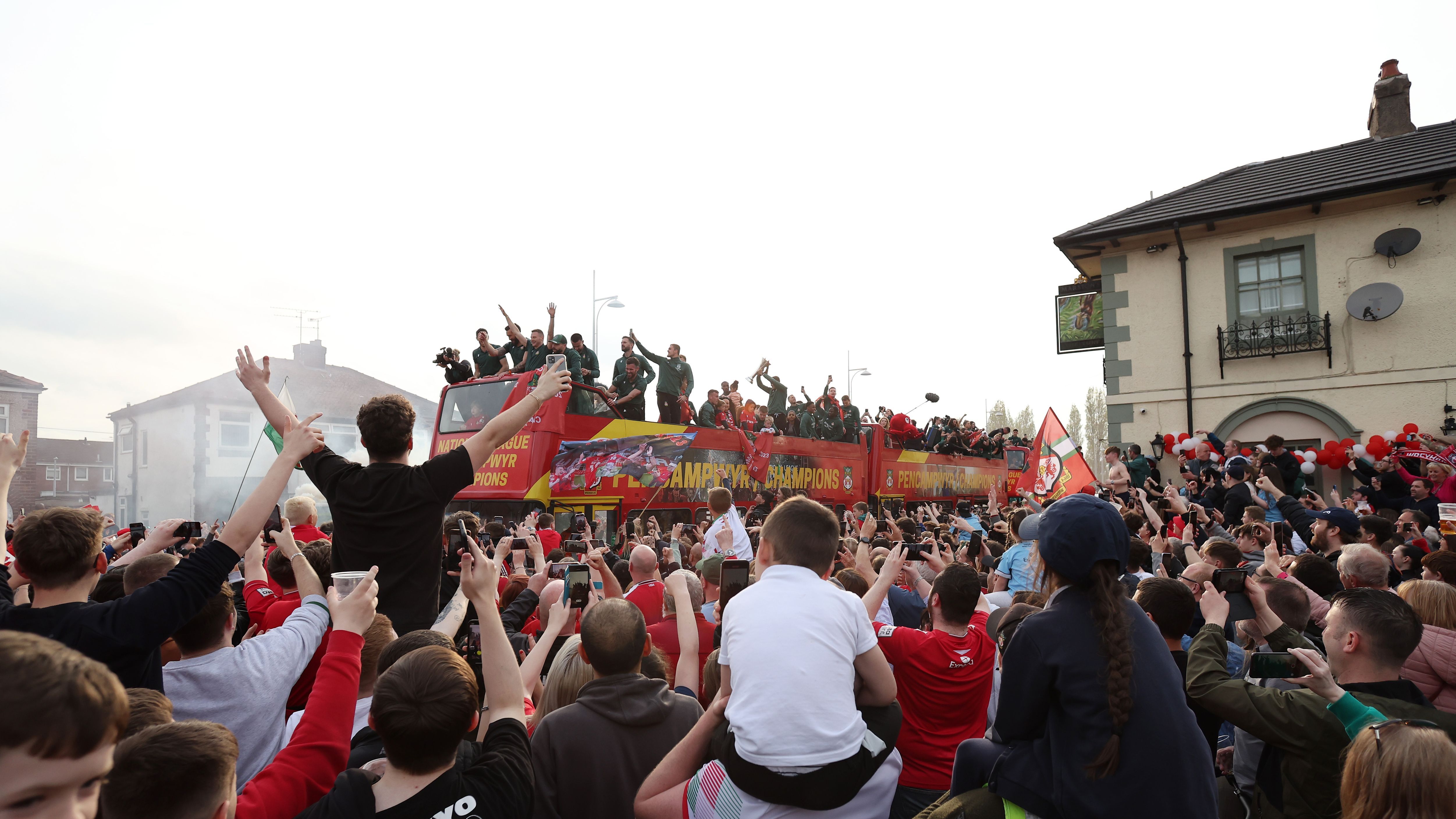 Wrexham FC Celebrate Promotion To League Football With Bus Parade
