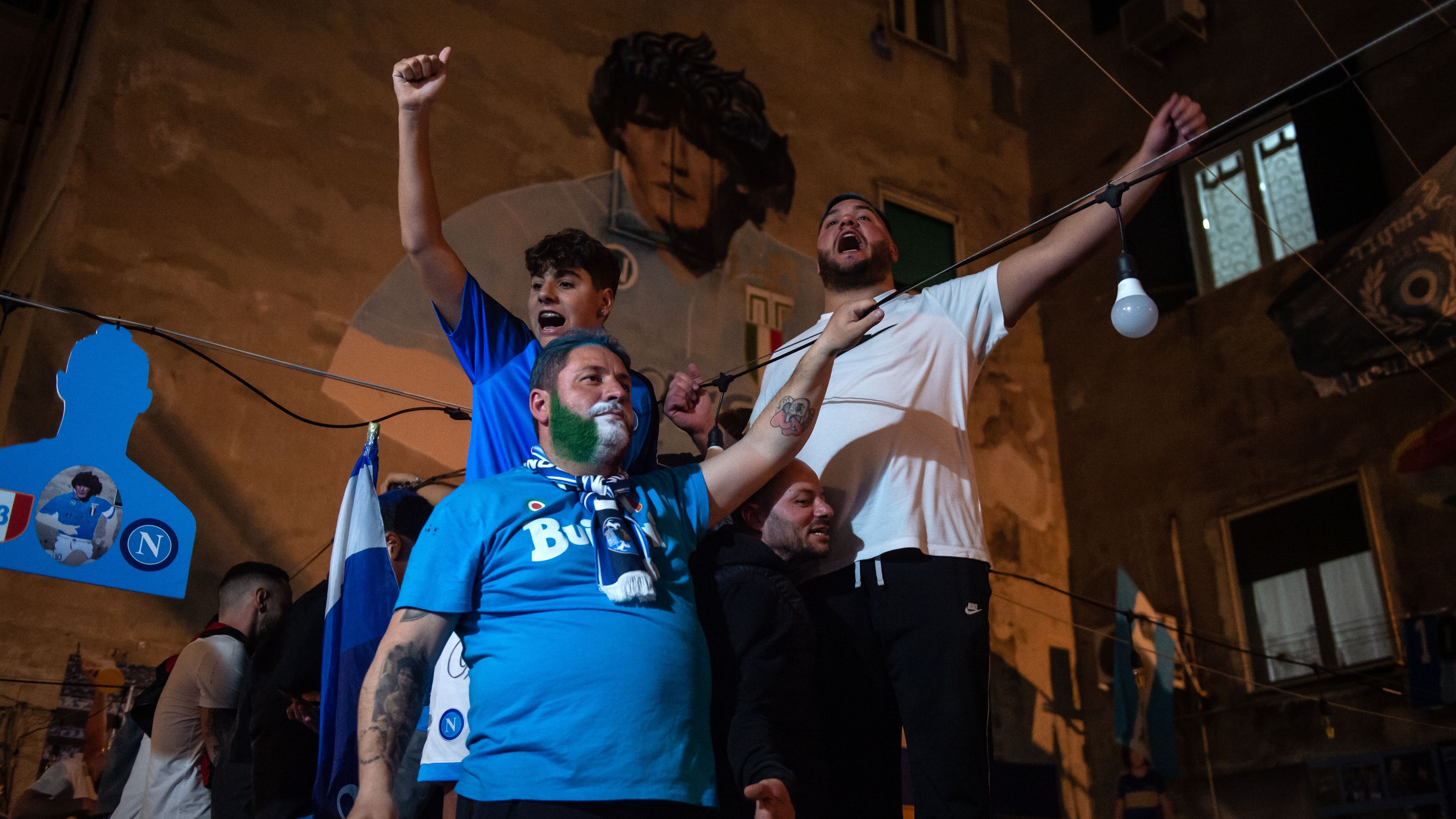 Napoli Fans Celebrate Winning Serie A