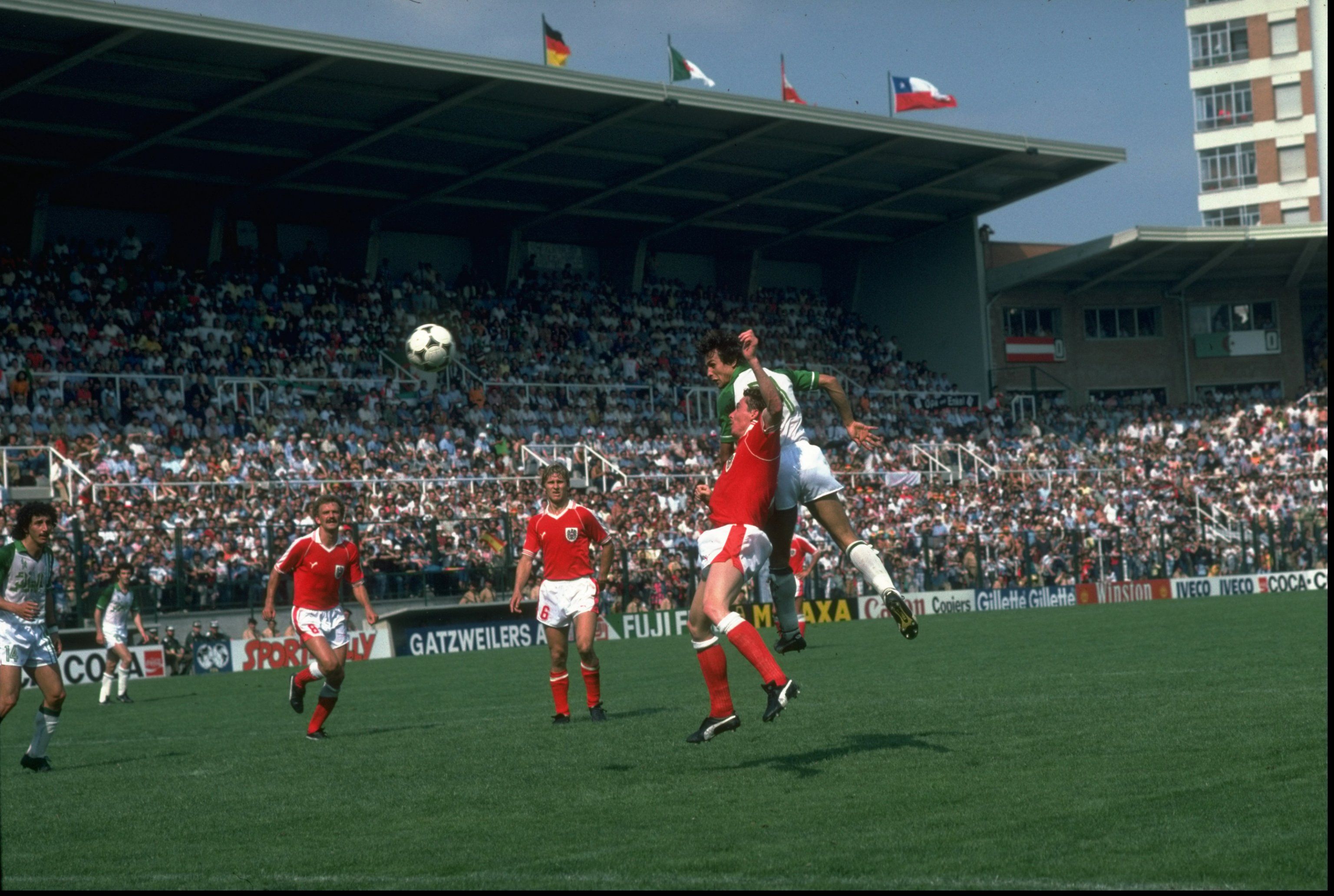 General view of the World Cup match between Austria and Algeria in Oviedo, Spain