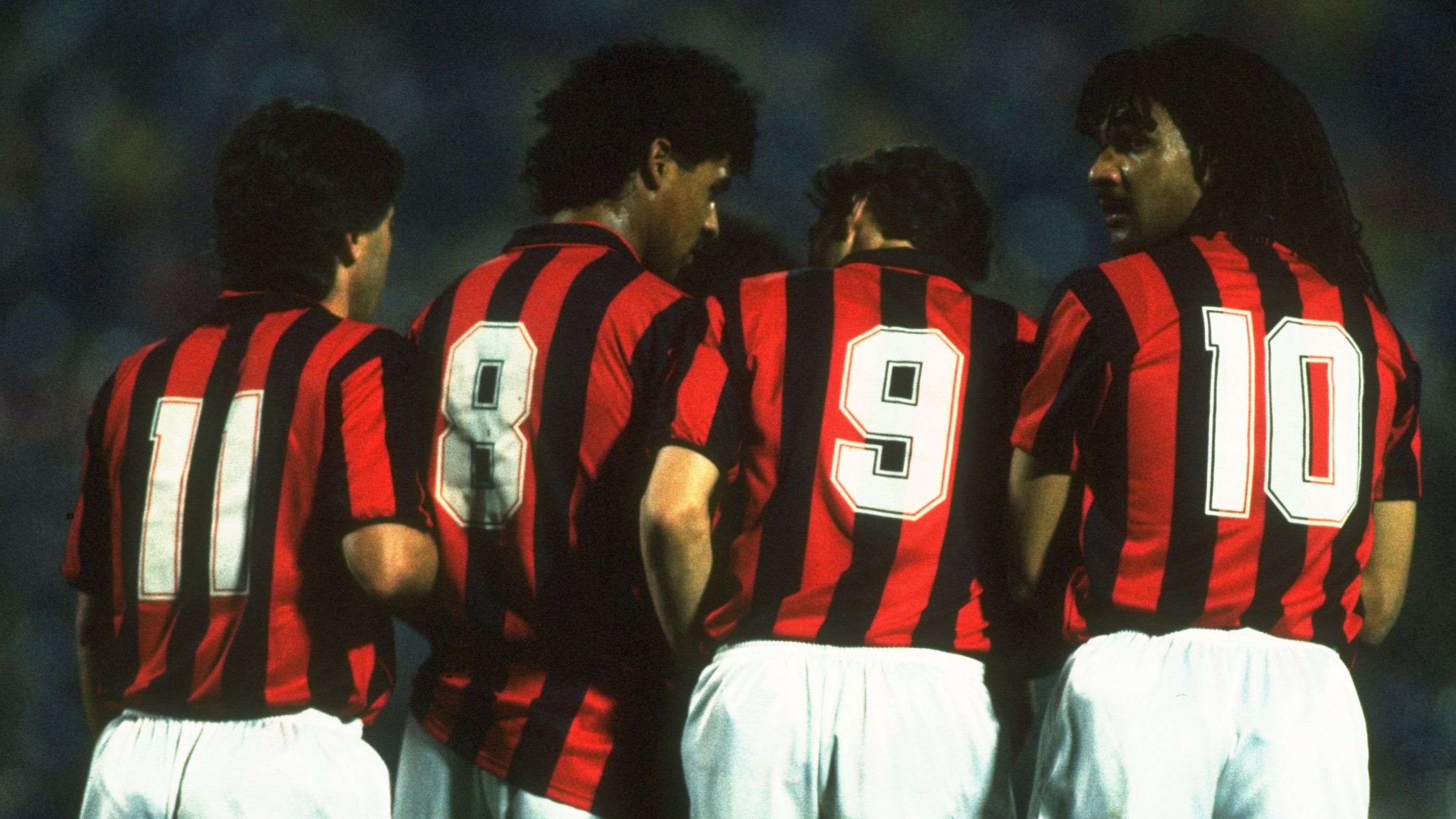 Carlo Ancelloti, Frank Rijkaard, Marco Van Basten and Ruud Gullit of AC Milan