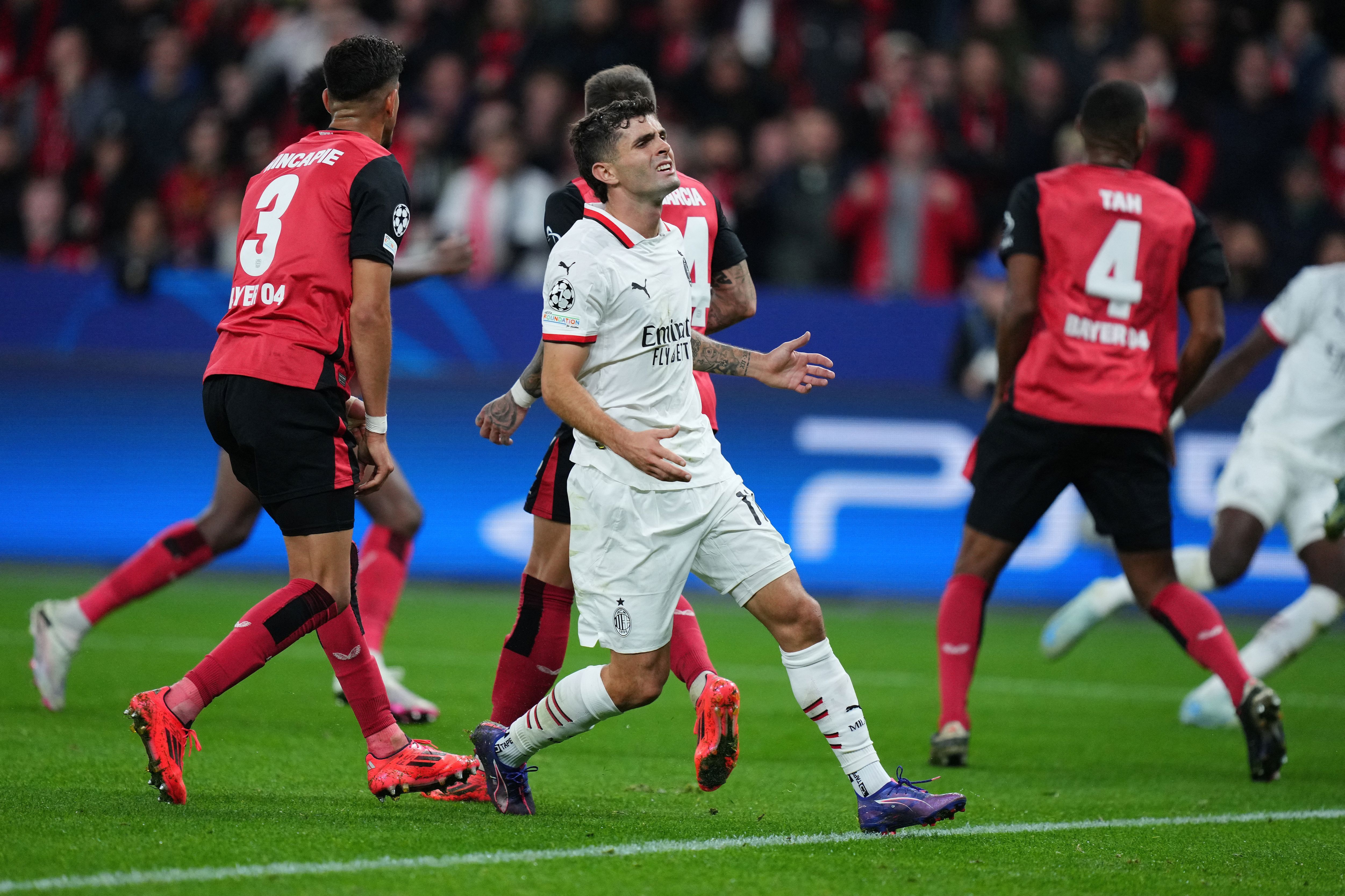 Christian Pulisic AC Milan vs Leverkusen UCL 2024