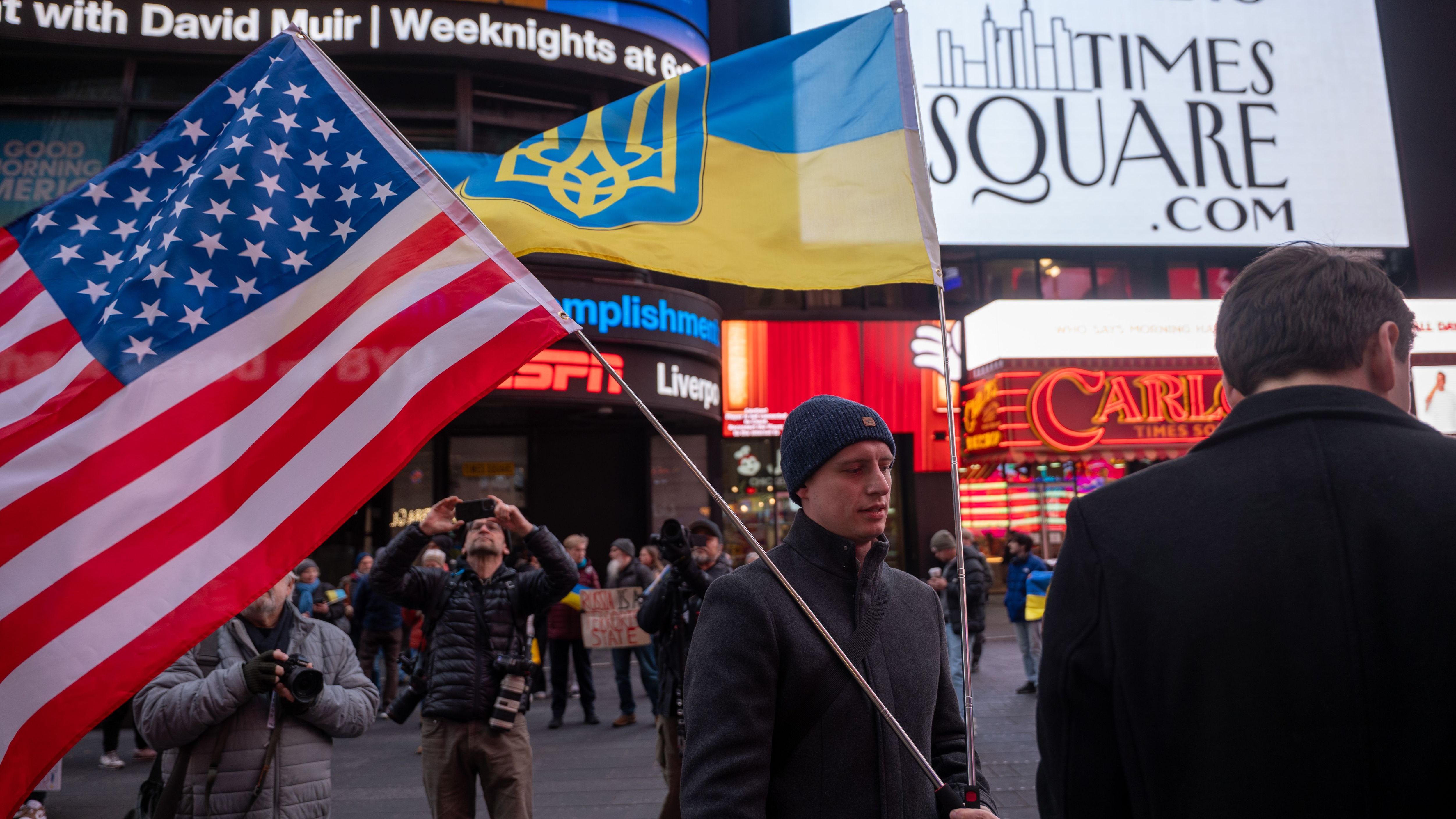 New Yorkers Rally For Ukraine On War's 3rd Anniversary
