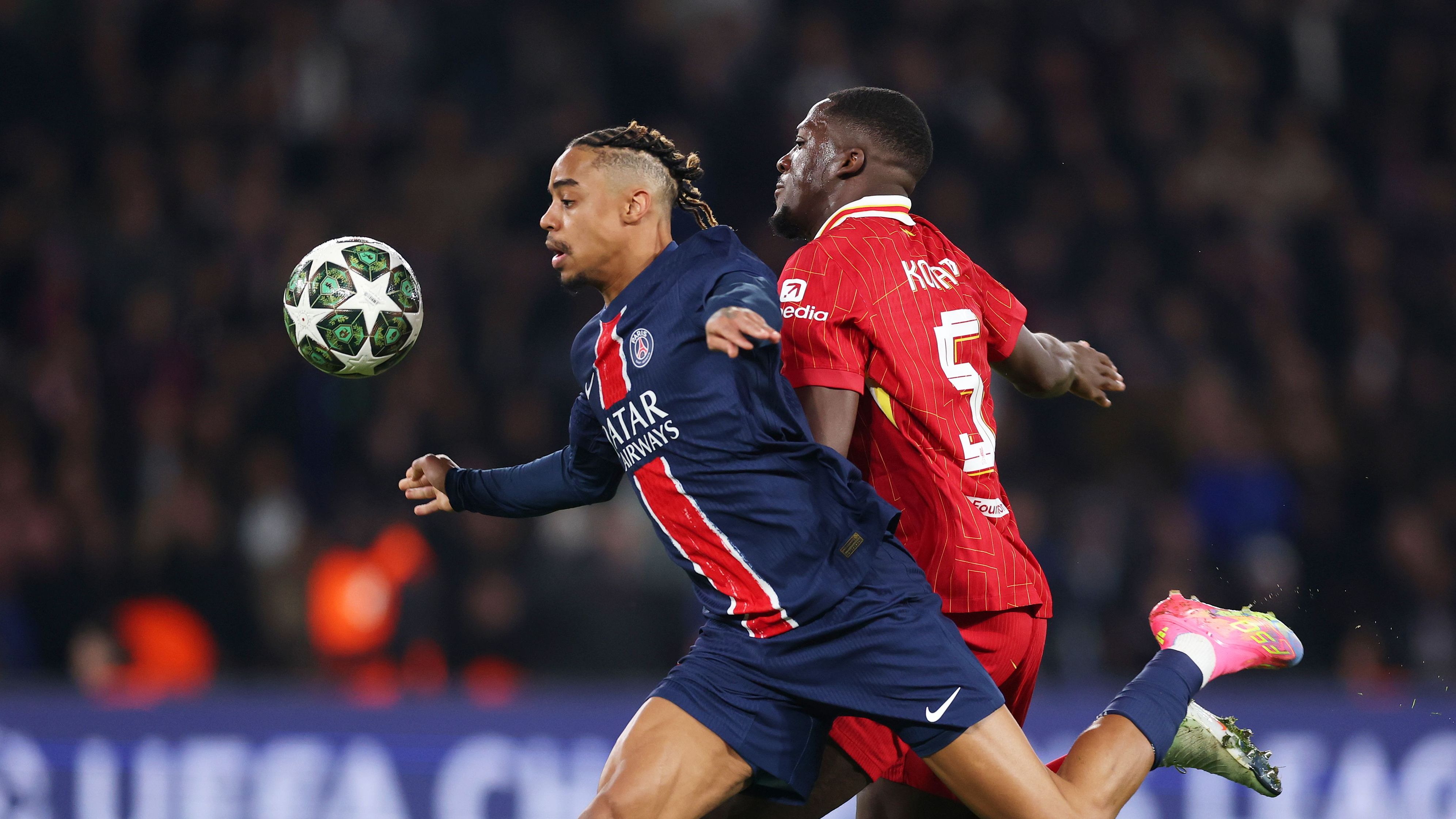 Ibrahima Konate gets away with one! Why Liverpool defender WASN'T shown red card despite shoving PSG's Bradley Barcola over as last man in Champions League clash | Goal.com UK