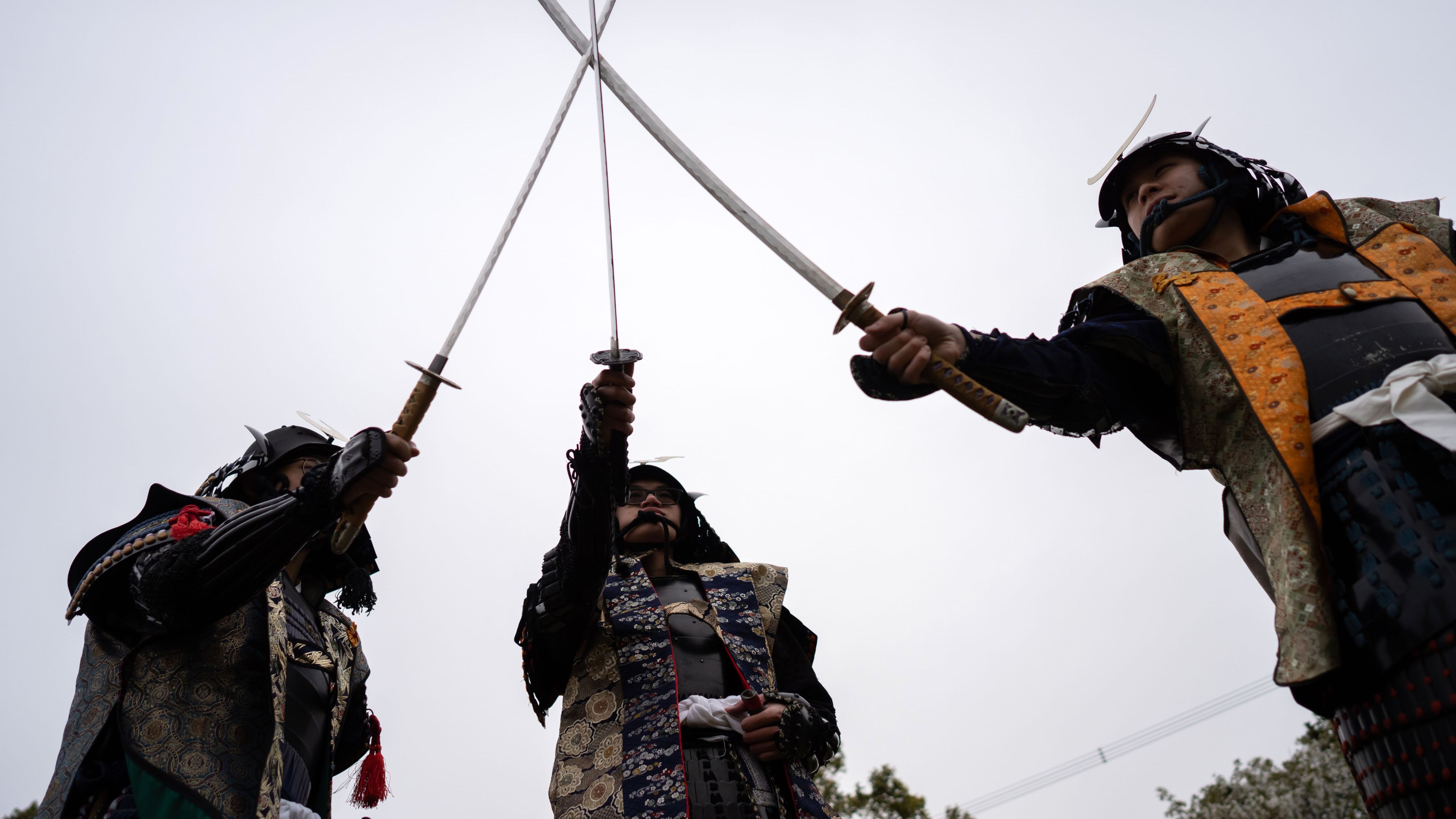 Samurai Fire Festival Takes Place As Cherry Blossoms Bloom