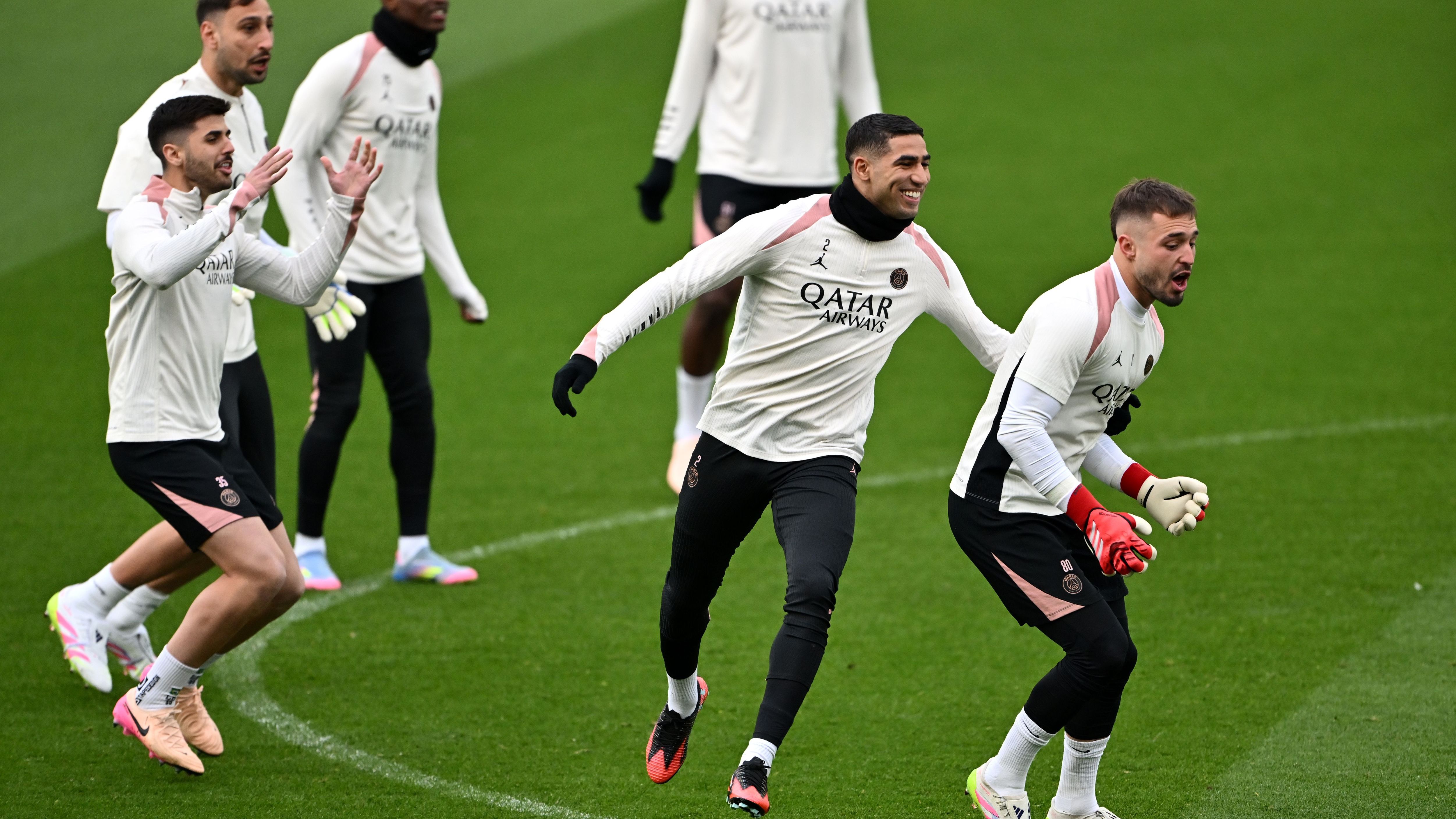 Paris Saint-Germain Training Session And Press Conference - UEFA Champions League 2024/25 Quarter Final Second Leg