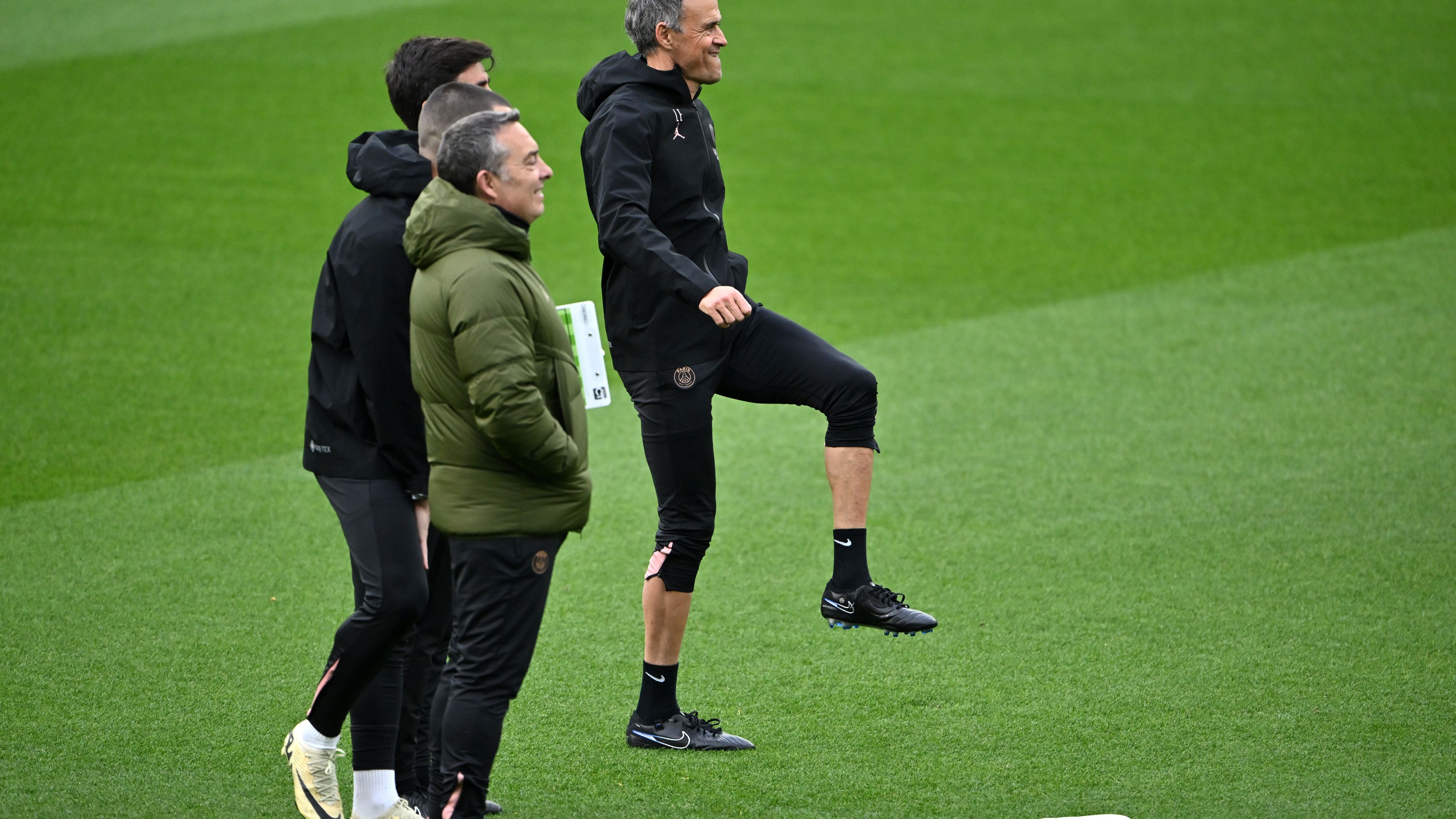 Paris Saint-Germain Training Session And Press Conference - UEFA Champions League 2024/25 Quarter Final Second Leg