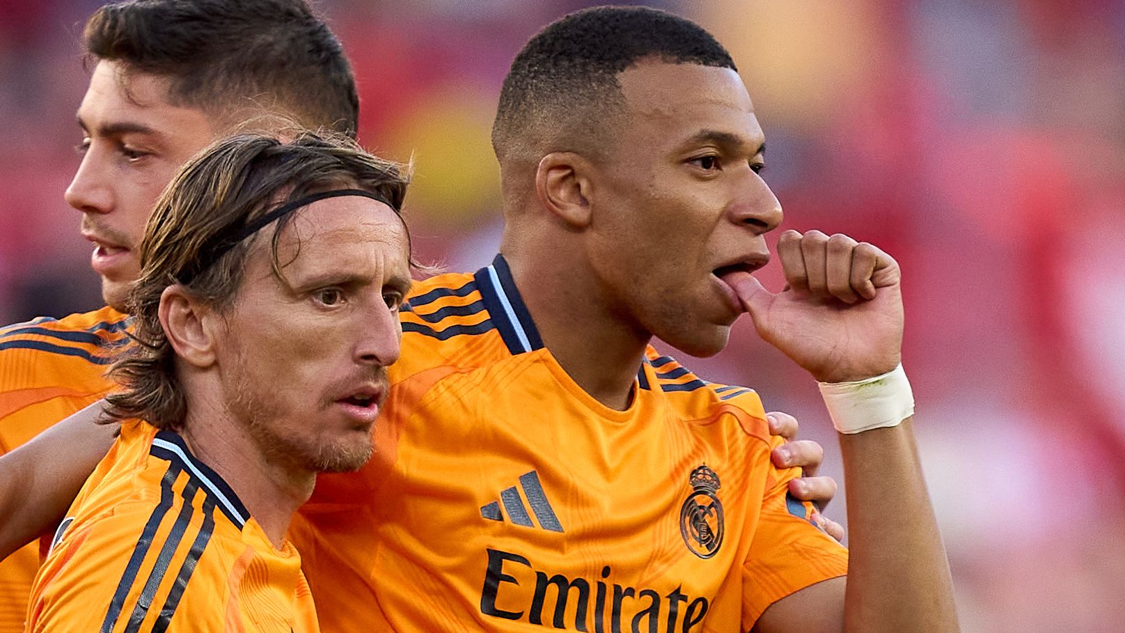 Is Kylian Mbappe expecting a baby?! Real Madrid star's thumb-sucking celebration explained after latest goal against Sevilla | Goal.com UK