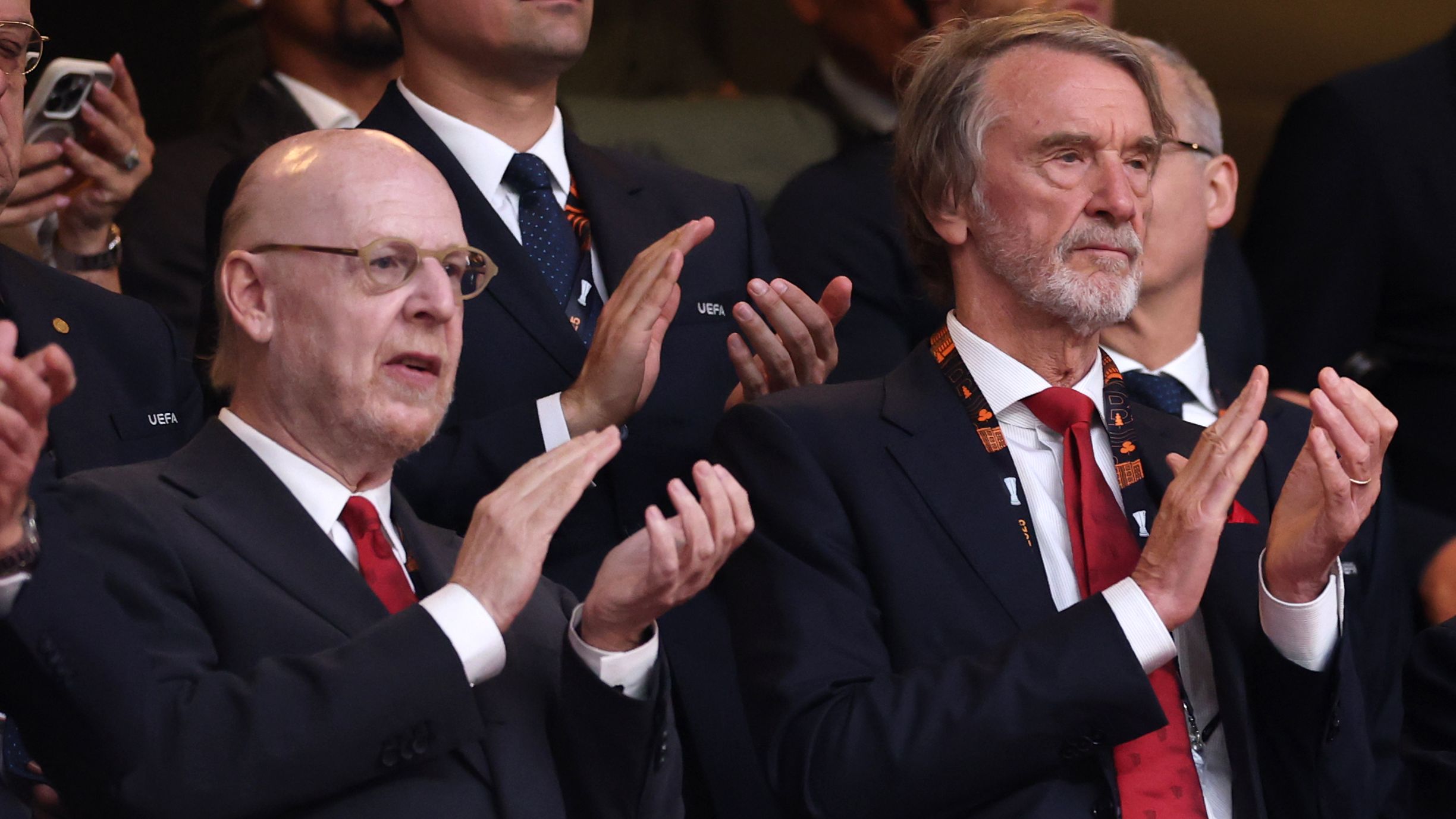Sir Jim Ratcliffe and Avram Glazer booed by Man Utd employees angry at job cuts at 'very sombre' Europa League final screening party | Goal.com UK