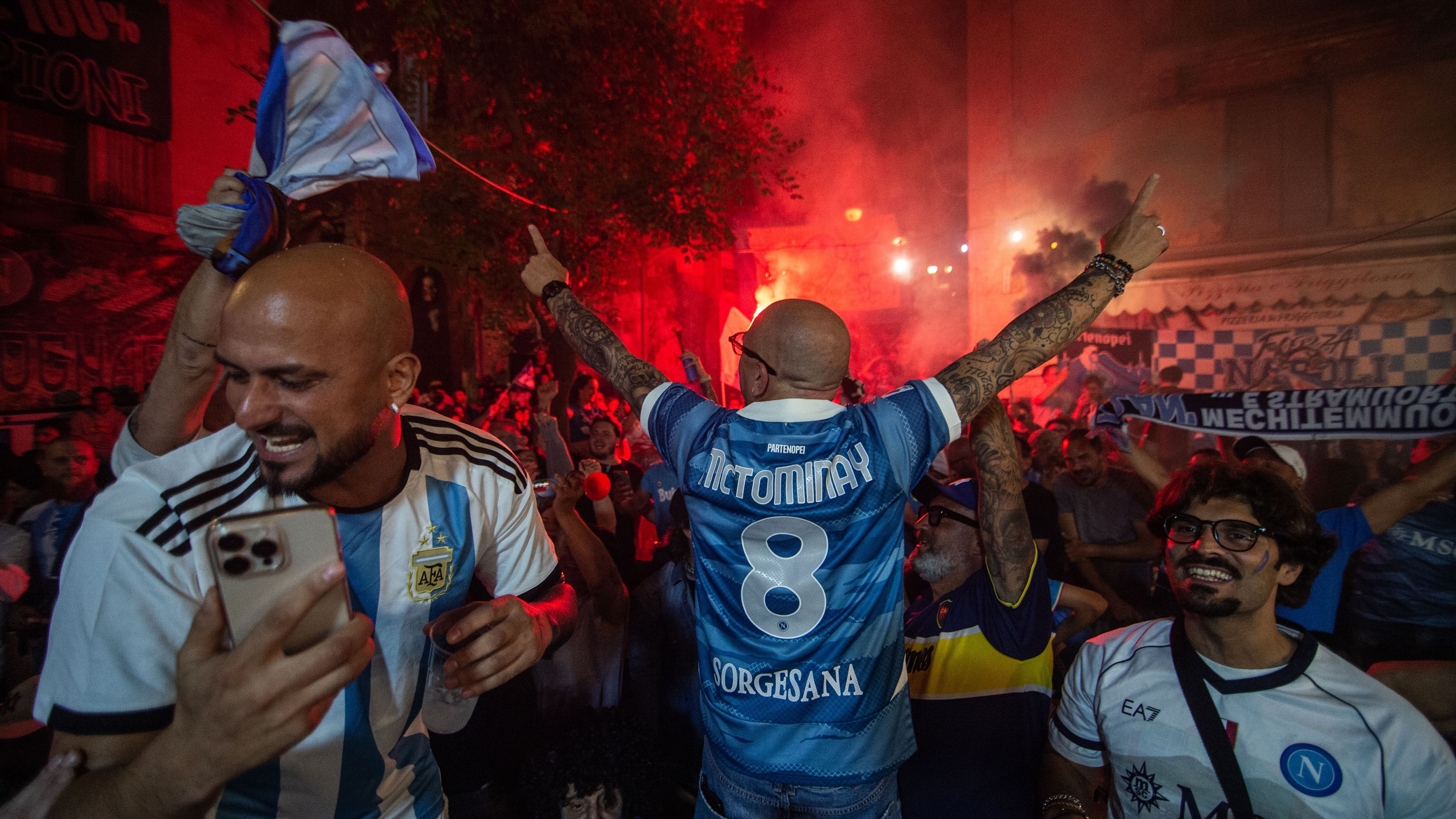 SSC Napoli Napoli Fans Celebrate Winning Serie A