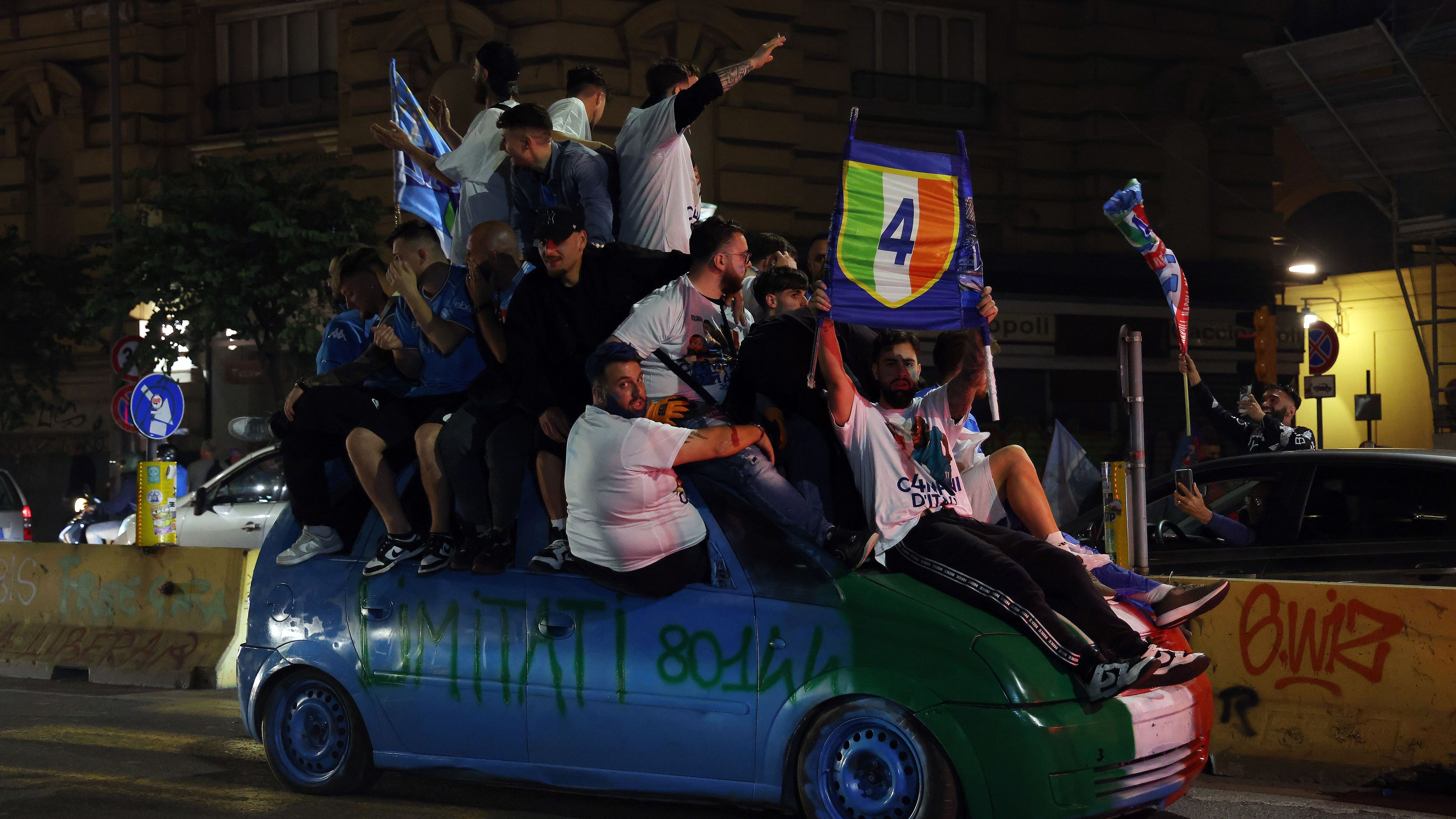 SSC Napoli Napoli Fans Celebrate Winning Serie A