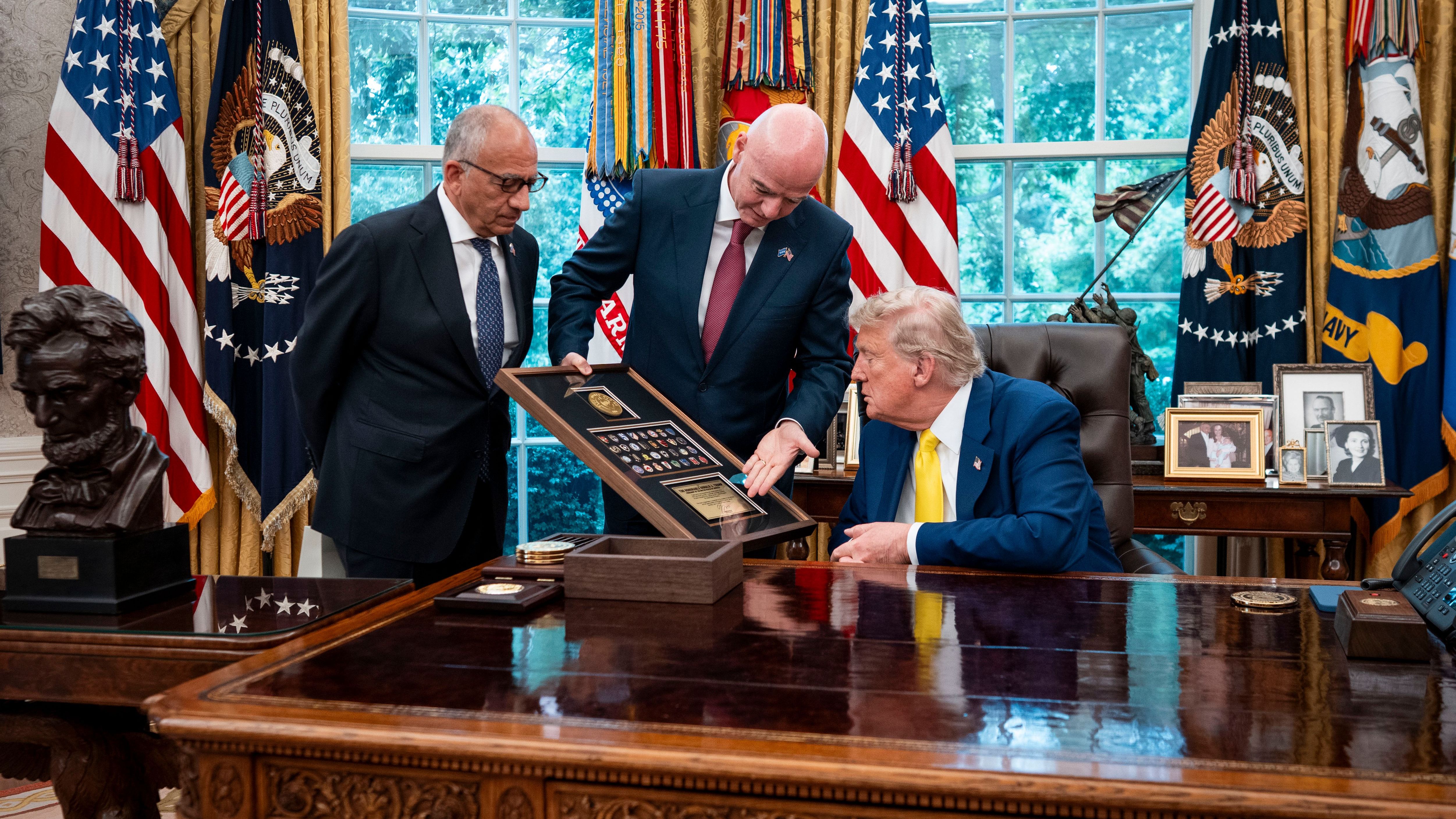 President Trump Hosts Juventus FC In The Oval Office Of The White House