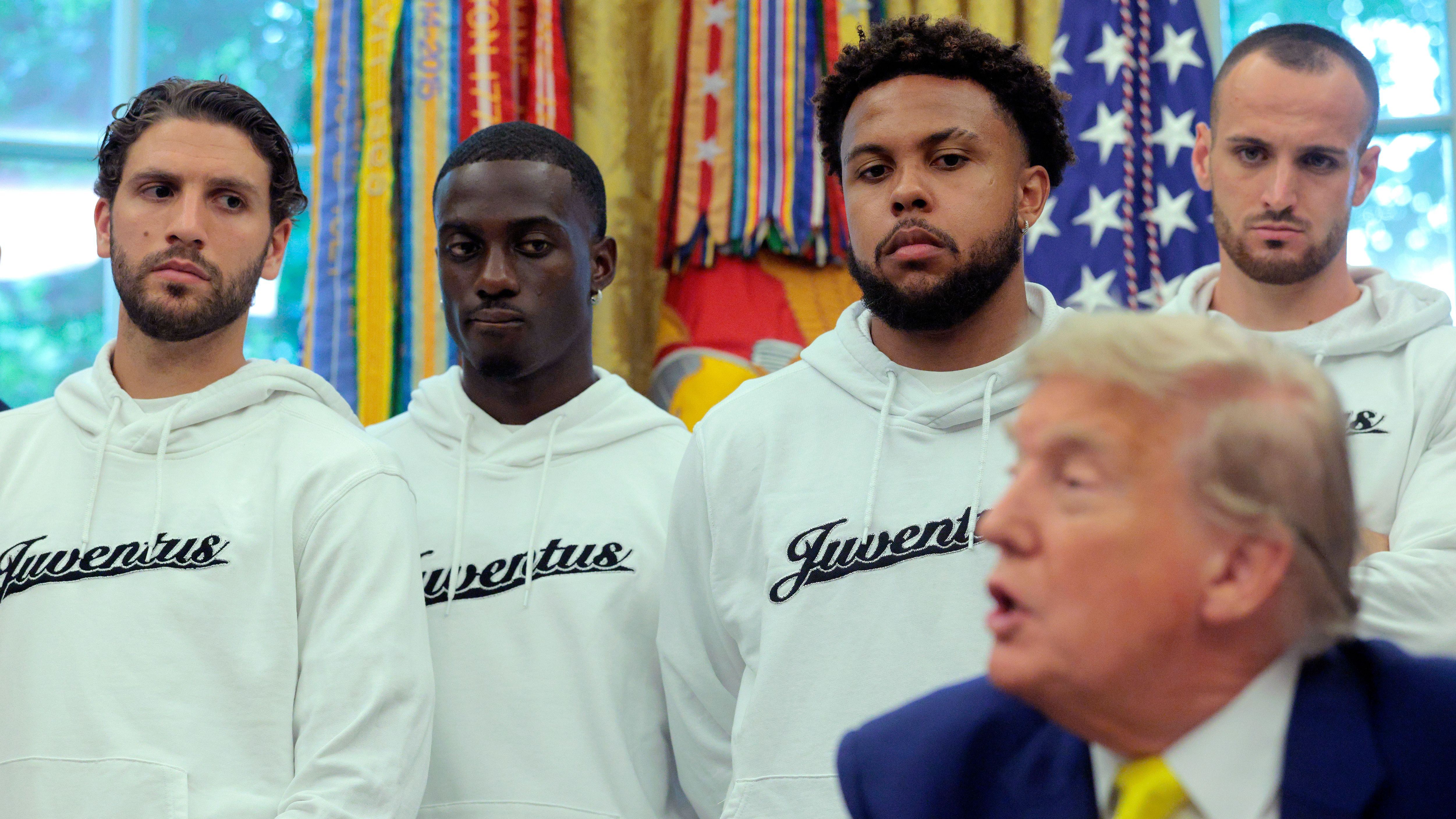 President Trump Hosts Juventus FC In The Oval Office Of The White House