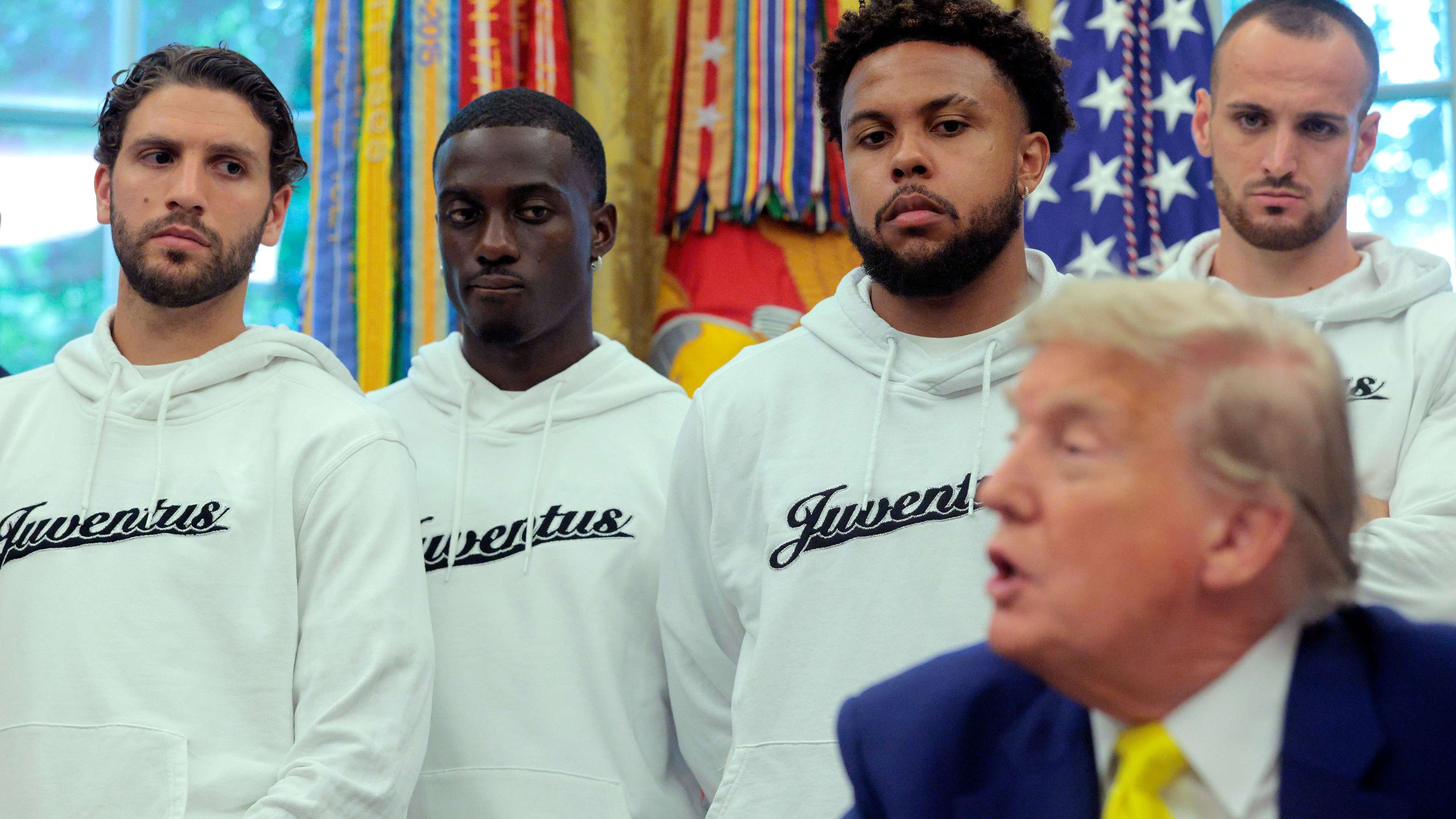 President Trump Hosts Juventus FC In The Oval Office Of The White House