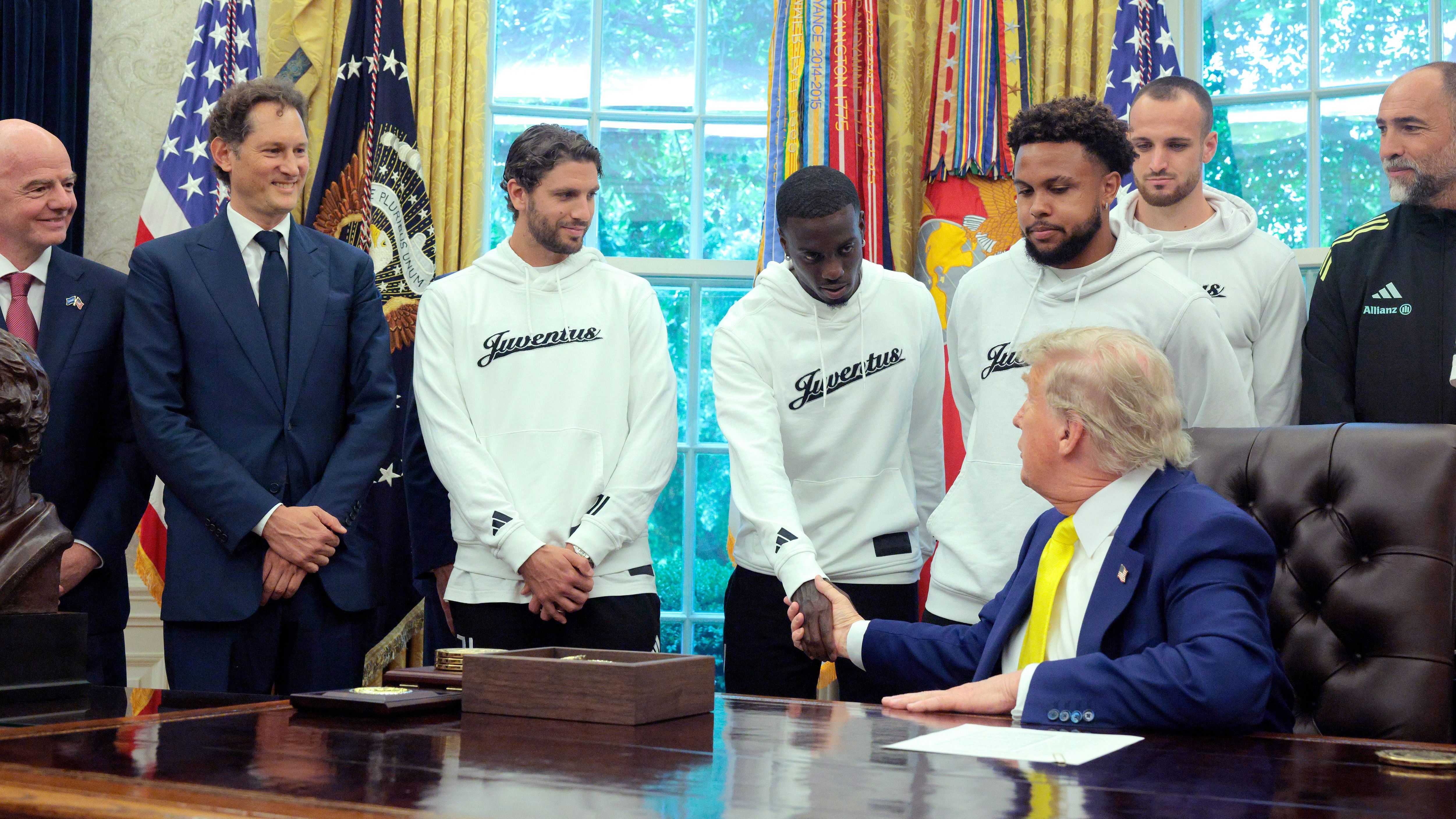 President Trump Hosts Juventus FC In The Oval Office Of The White House