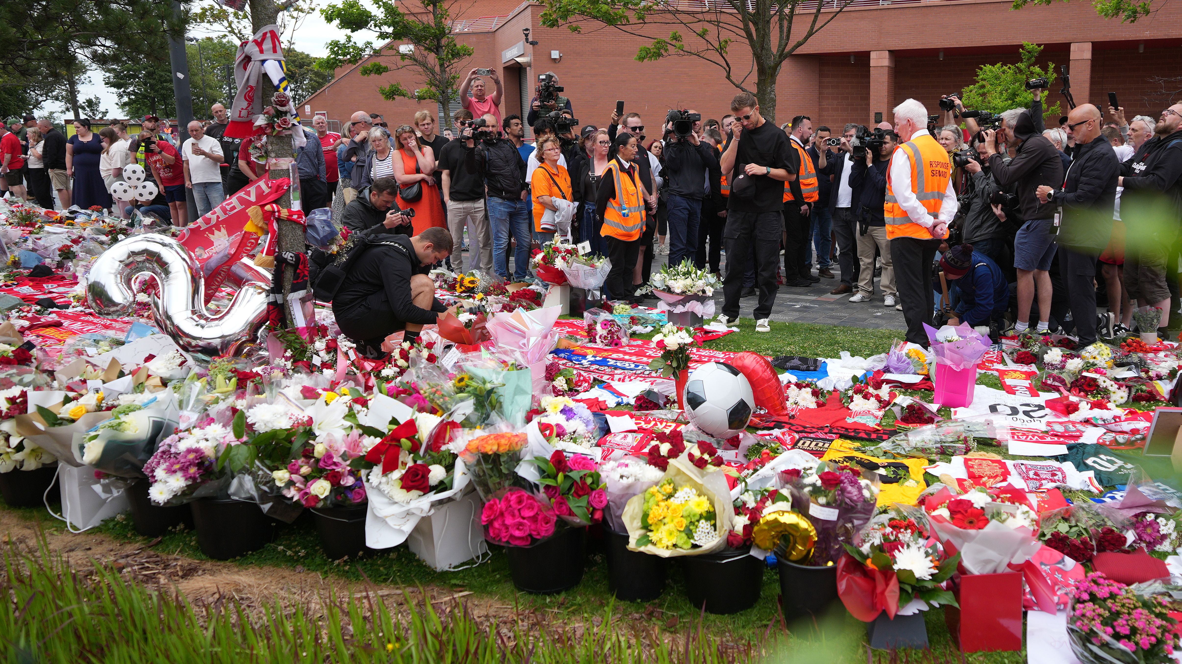 Tributes Laid For Diogo Jota At Anfield