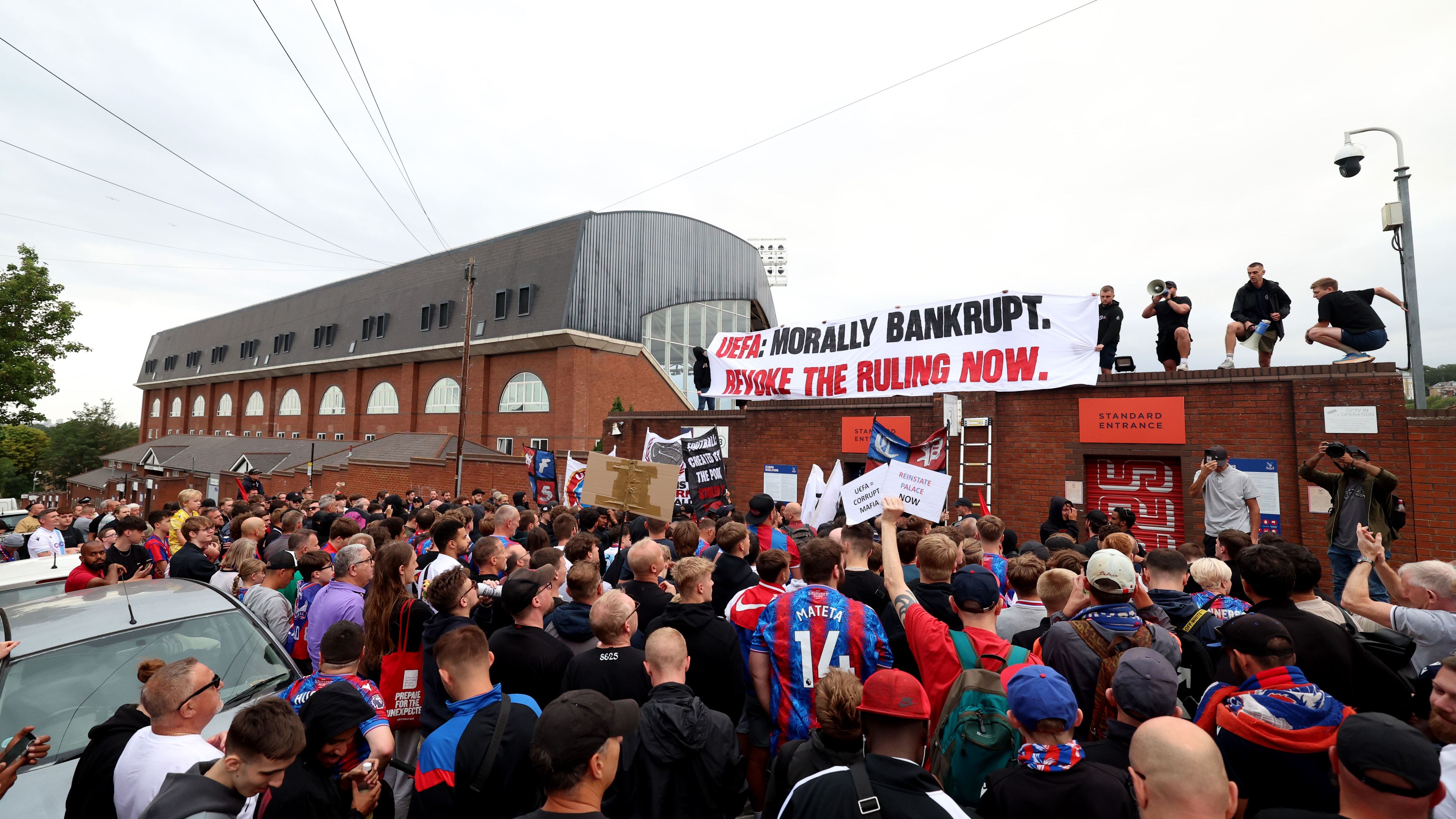 Crystal Palace Fans Protest Against UEFA Decision to Demote The Club From Europa League To The Europa Conference League