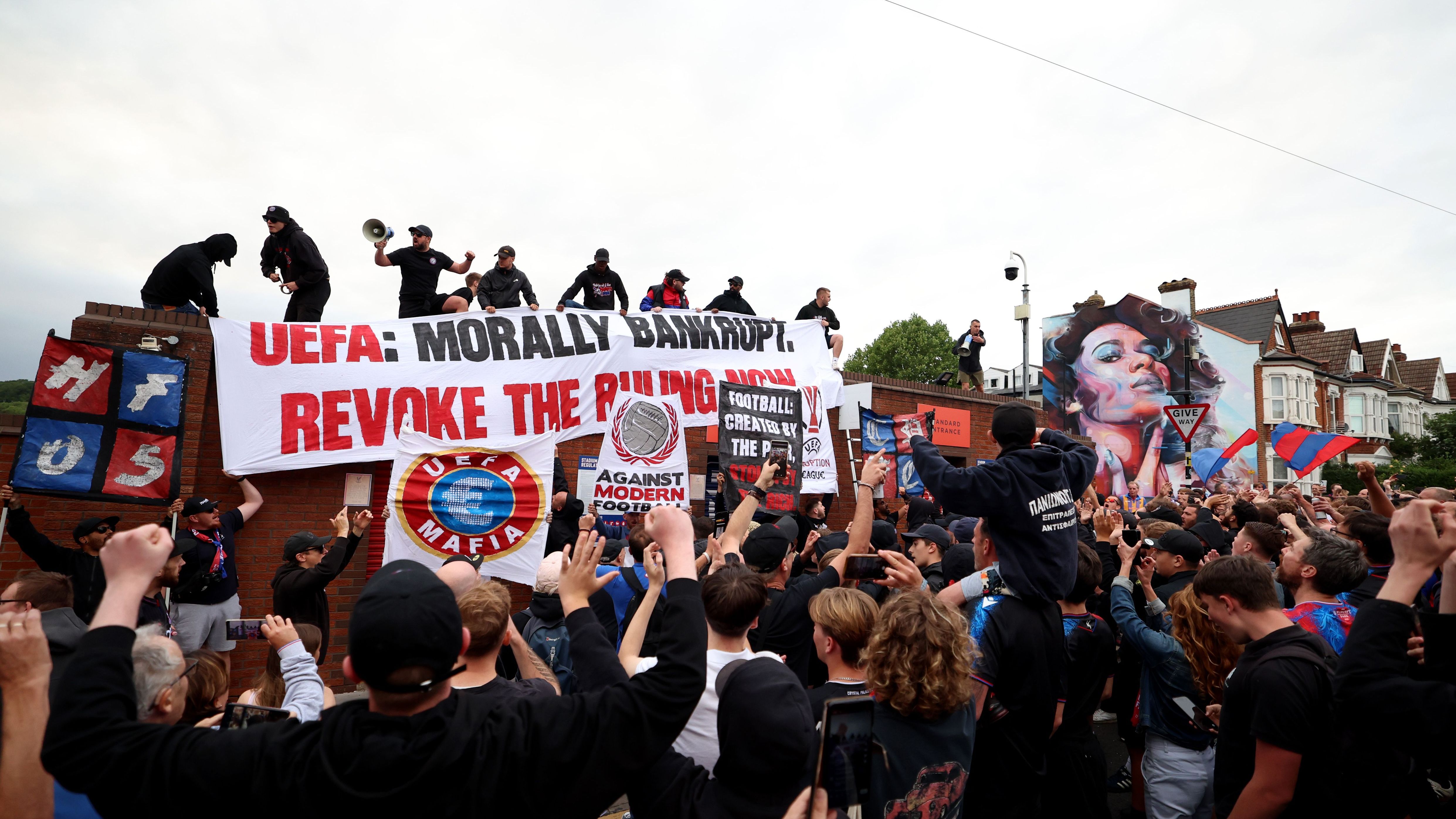 Crystal Palace Fans Protest Against UEFA Decision to Demote The Club From Europa League To The Europa Conference League