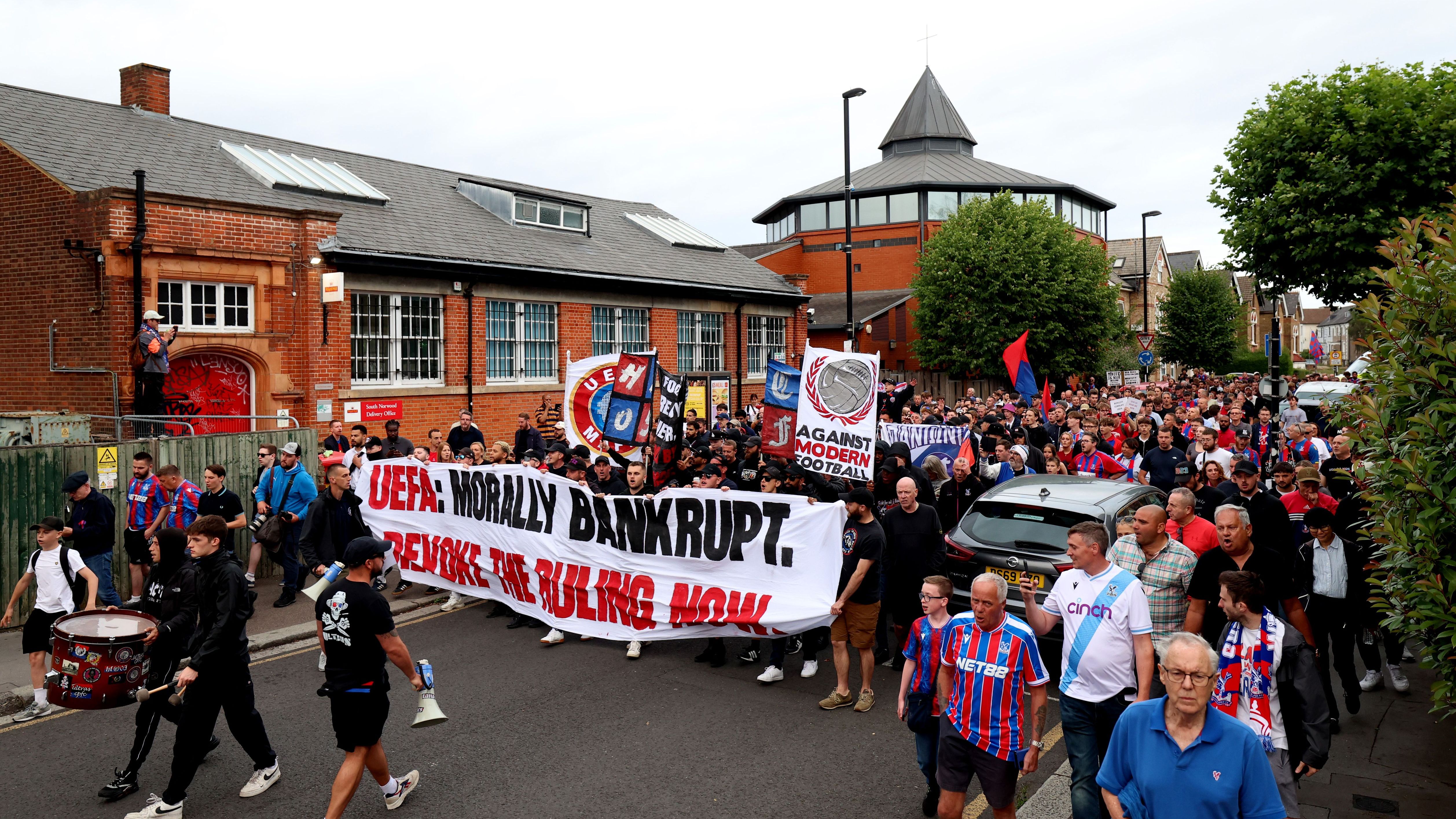 Crystal Palace Fans Protest Against UEFA Decision to Demote The Club From Europa League To The Europa Conference League