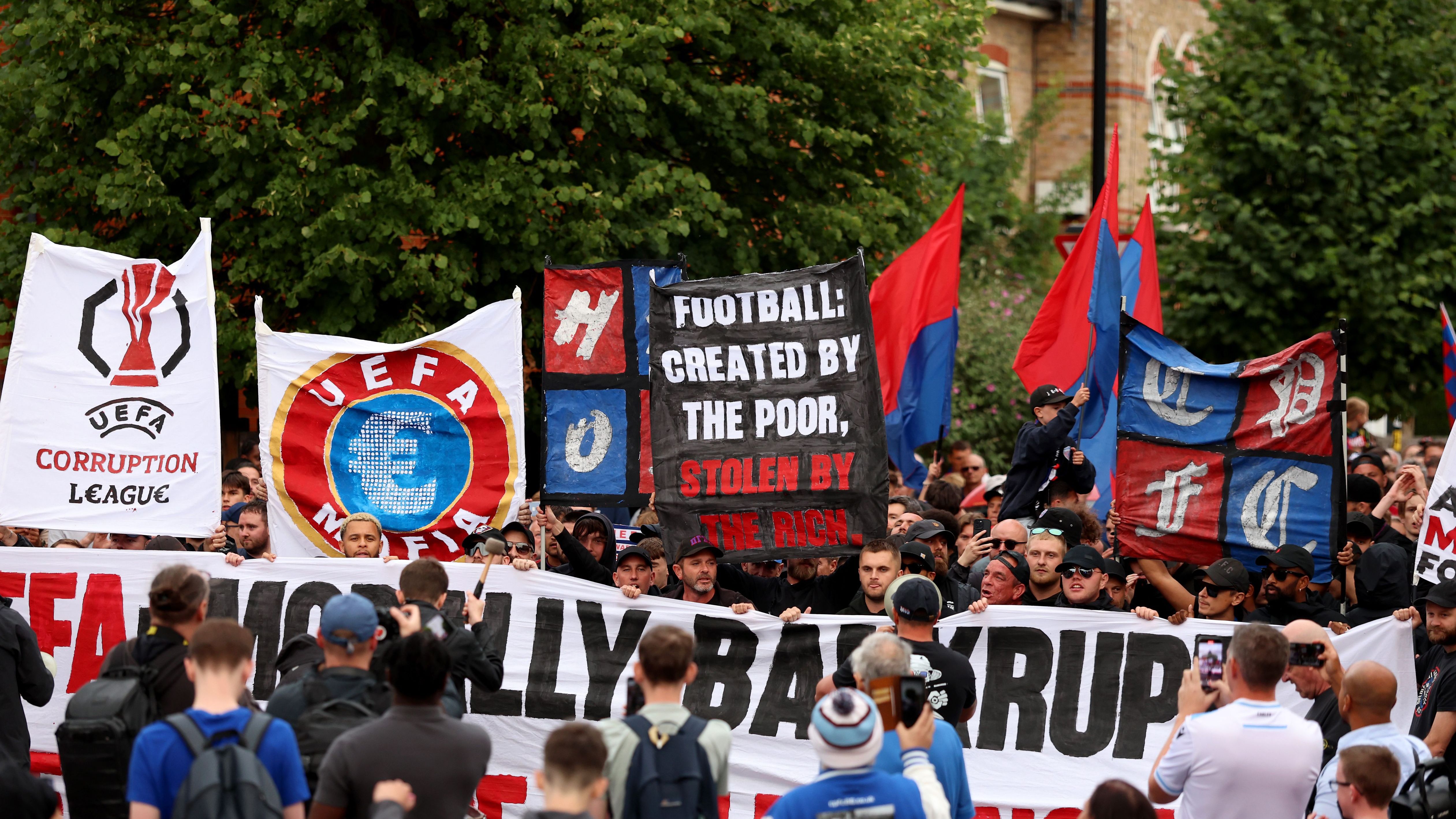 Crystal Palace Fans Protest Against UEFA Decision to Demote The Club From Europa League To The Europa Conference League