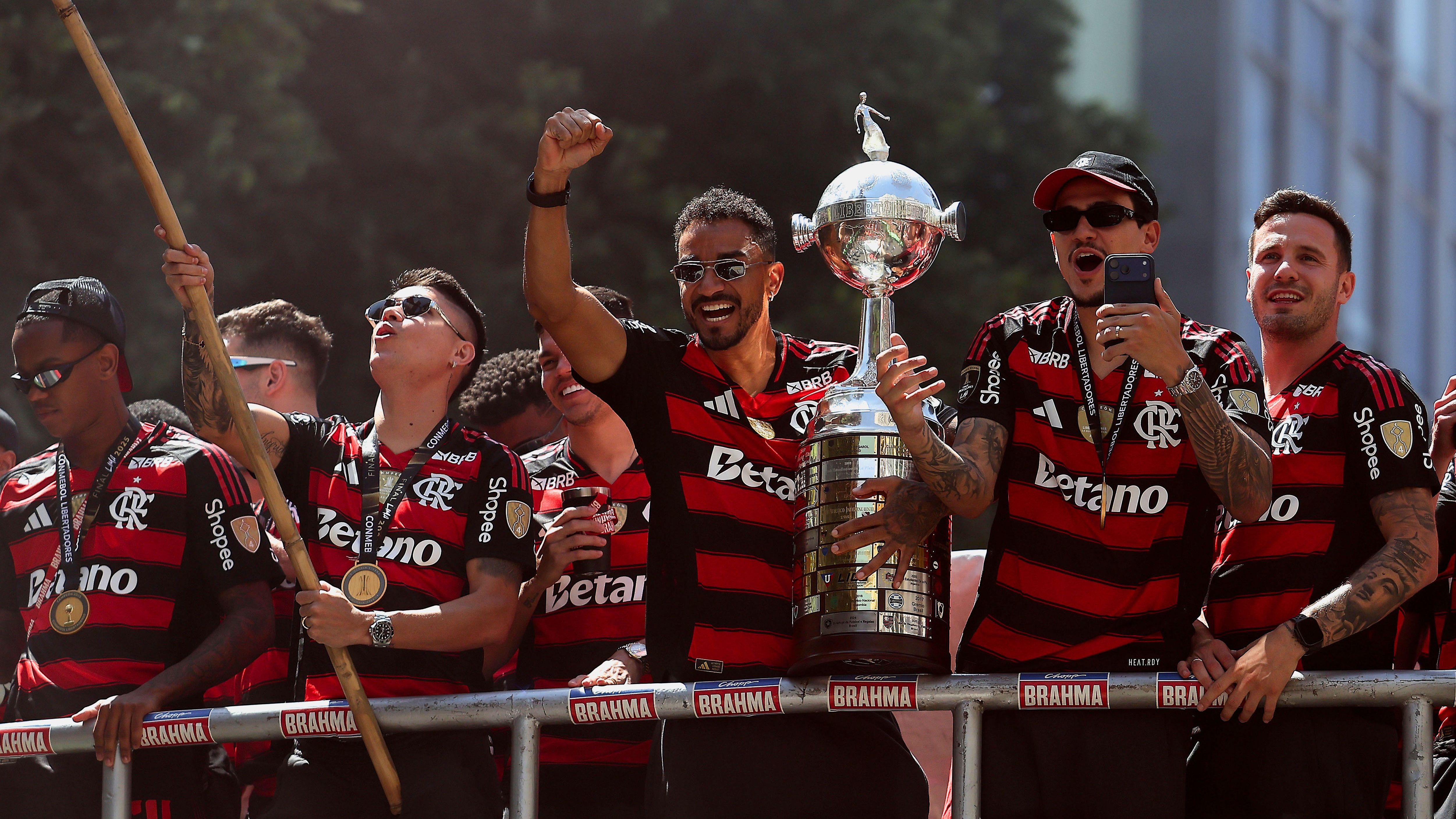 Flamengo Celebrates Winning The Copa CONMEBOL Libertadores 2025 Around Rio de Janeiro