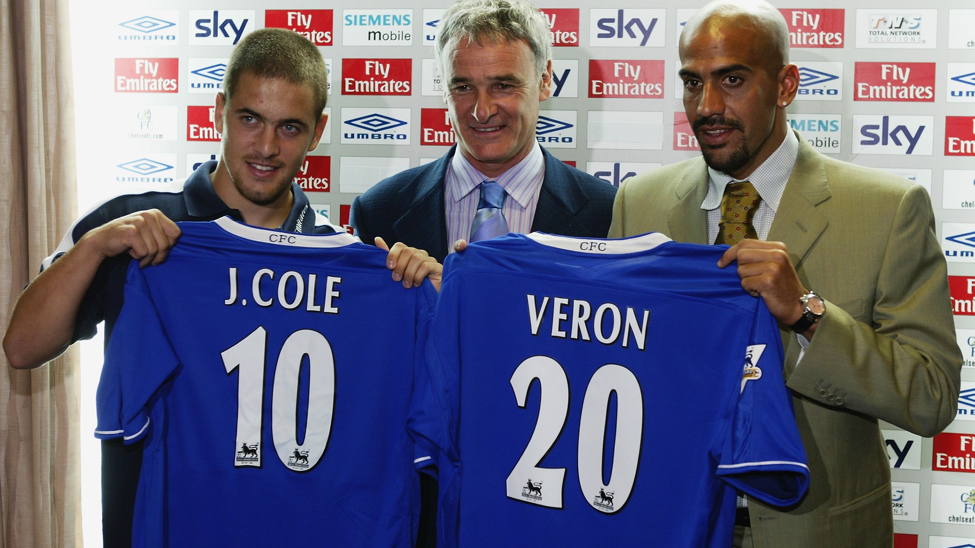 Chelsea manager shows off new signings Joe Cole and Juan Sebastian Veron
