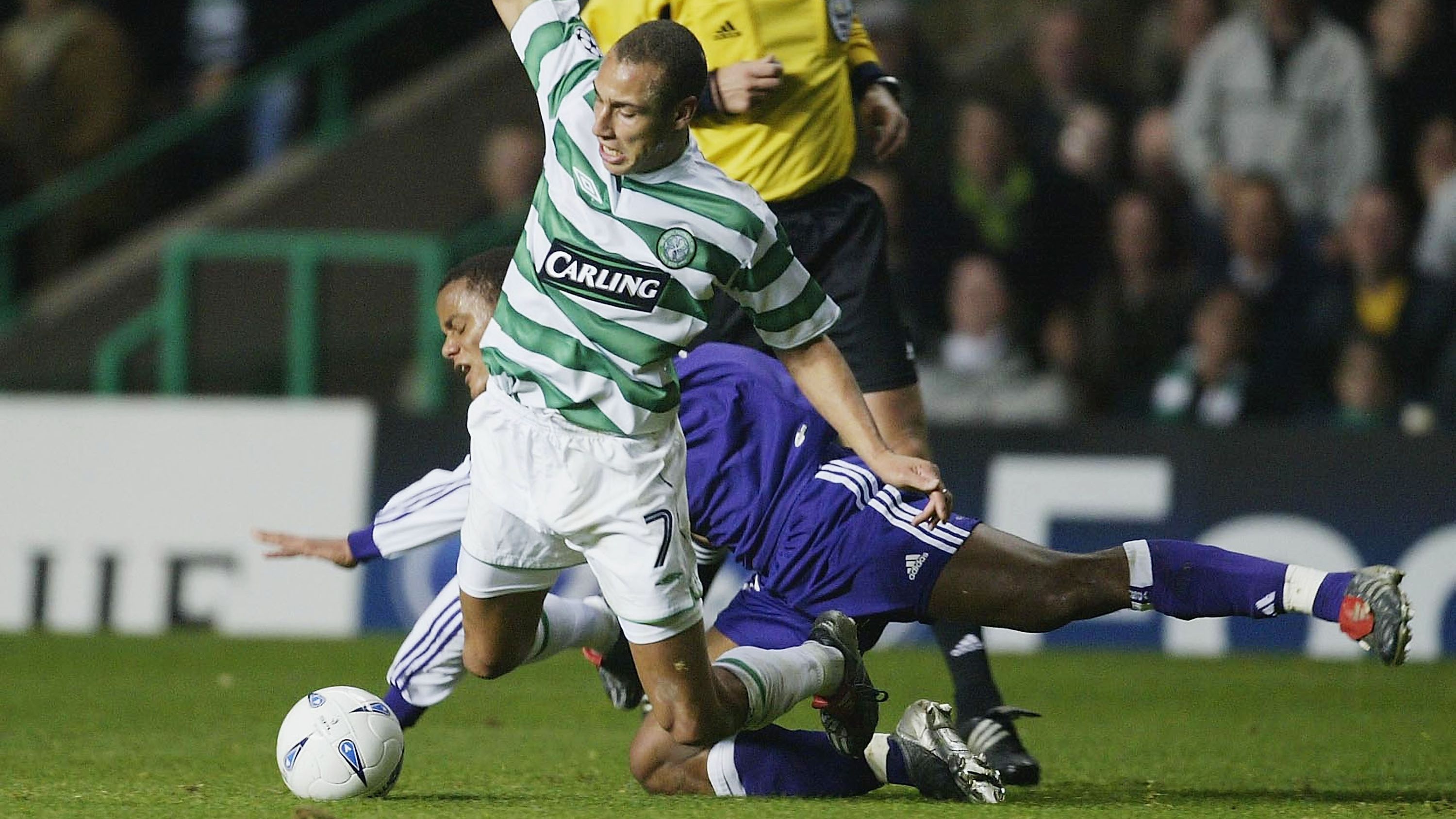 Henrik Larsson of Celtic Vincent Kompany of Anderlecht