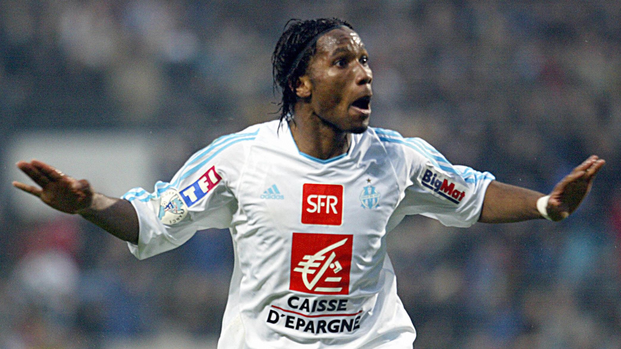 Marseille's forward Didier Drogba jubila