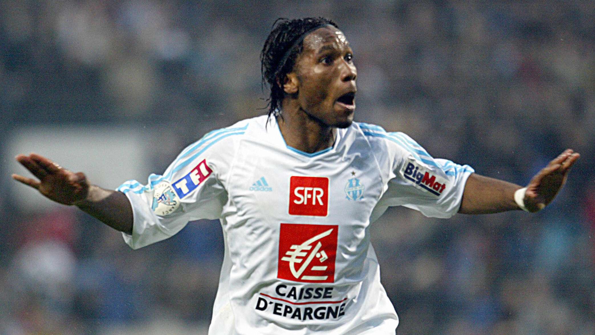 Marseille's forward Didier Drogba jubila