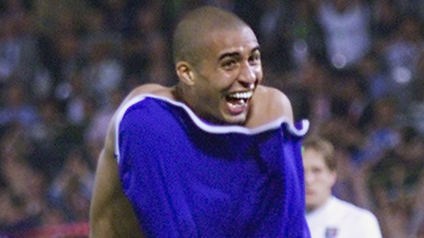 French forward David Trezeguet jubilates after sco