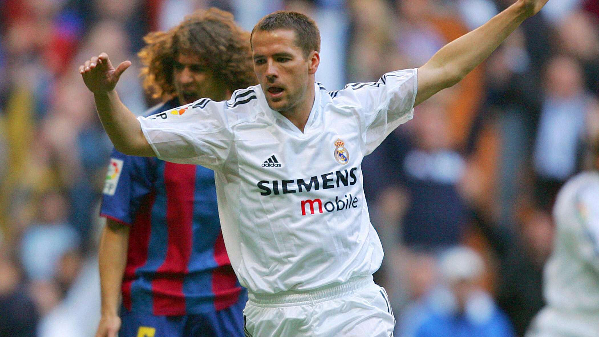 Real Madrid's Briton Michael Owen celebr