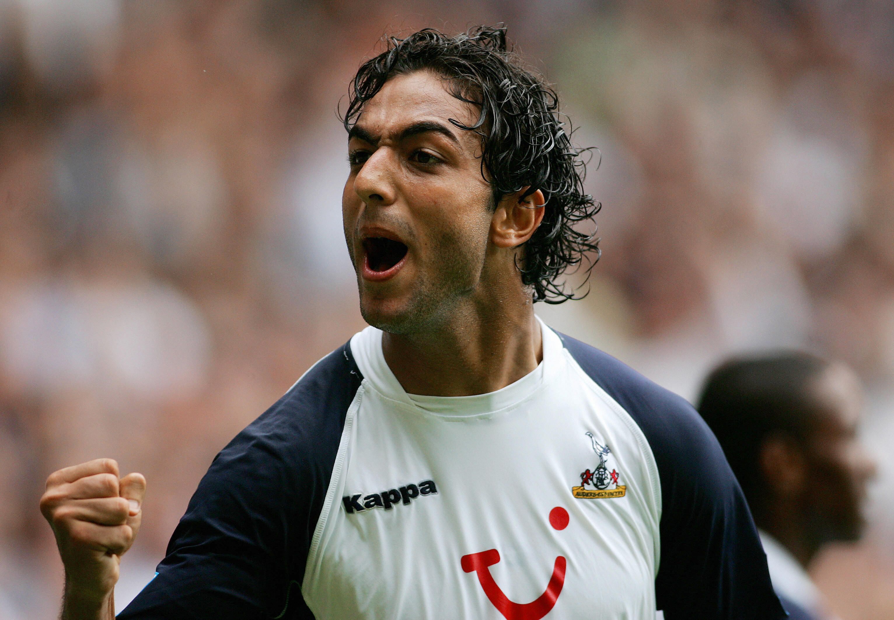 Tottenham's Mido celebrates his goal aga