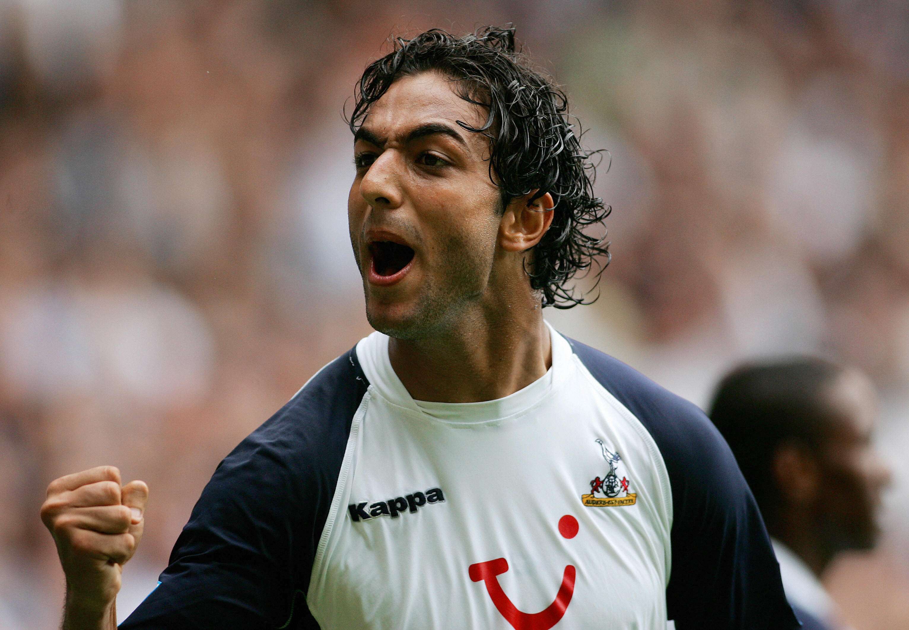 Tottenham's Mido celebrates his goal aga