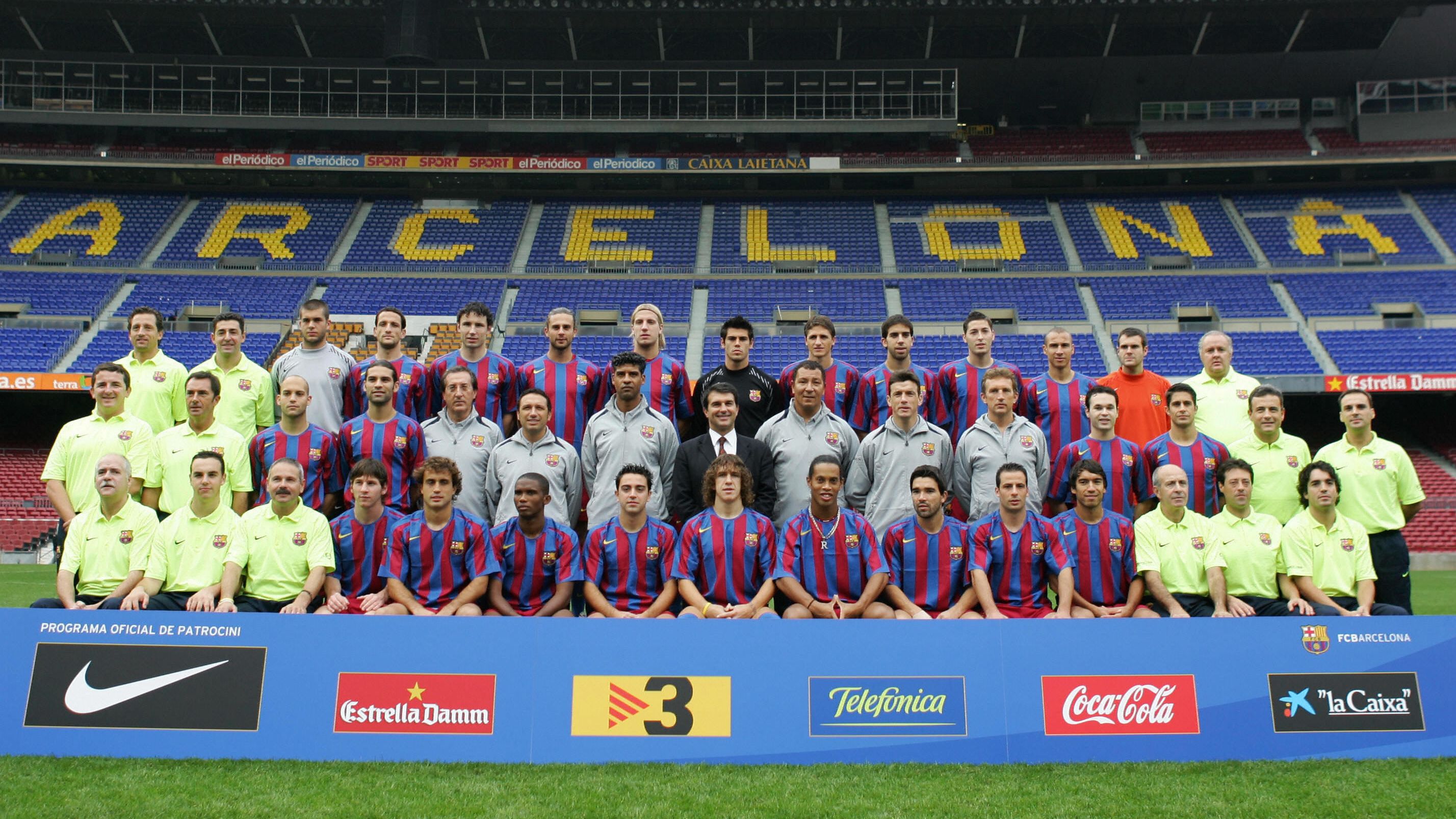The Barcelona squad (Top L-R) Reserve go