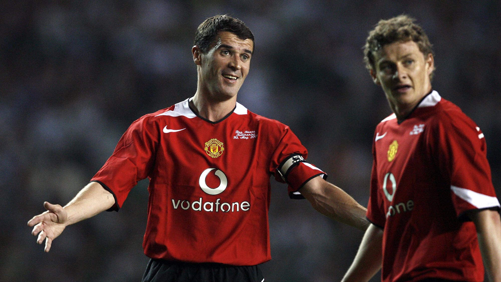Roy Keane (L) with Ole Gunnar Solskjaer