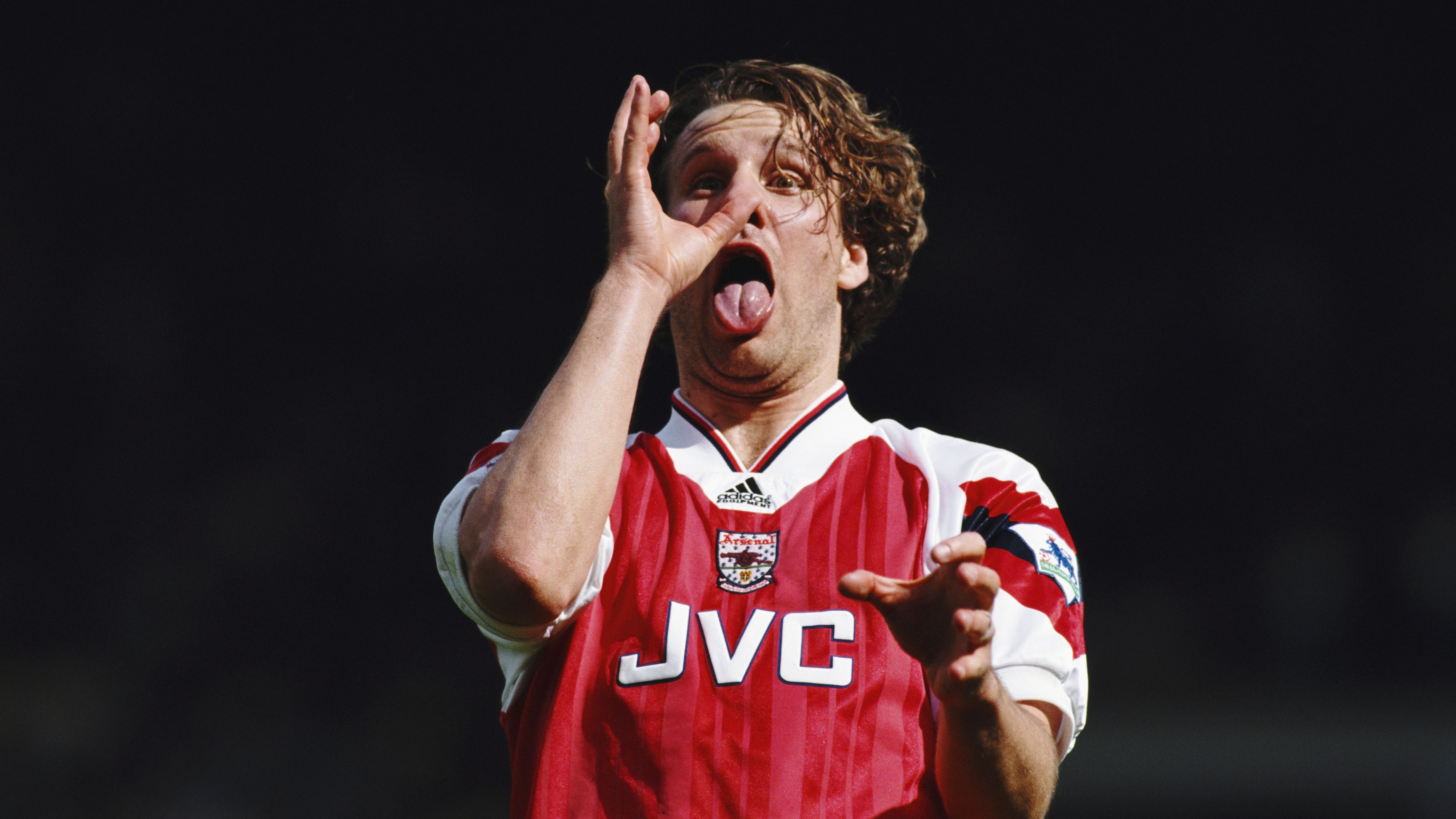Paul Merson celebrates Arsenal v Tottenham Hotspur FA Cup Semi Final 1993